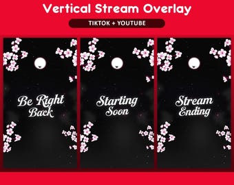Cherry Blossom Animated TikTok Stream Overlay Package, TikTok Overlays (Digital Download)
