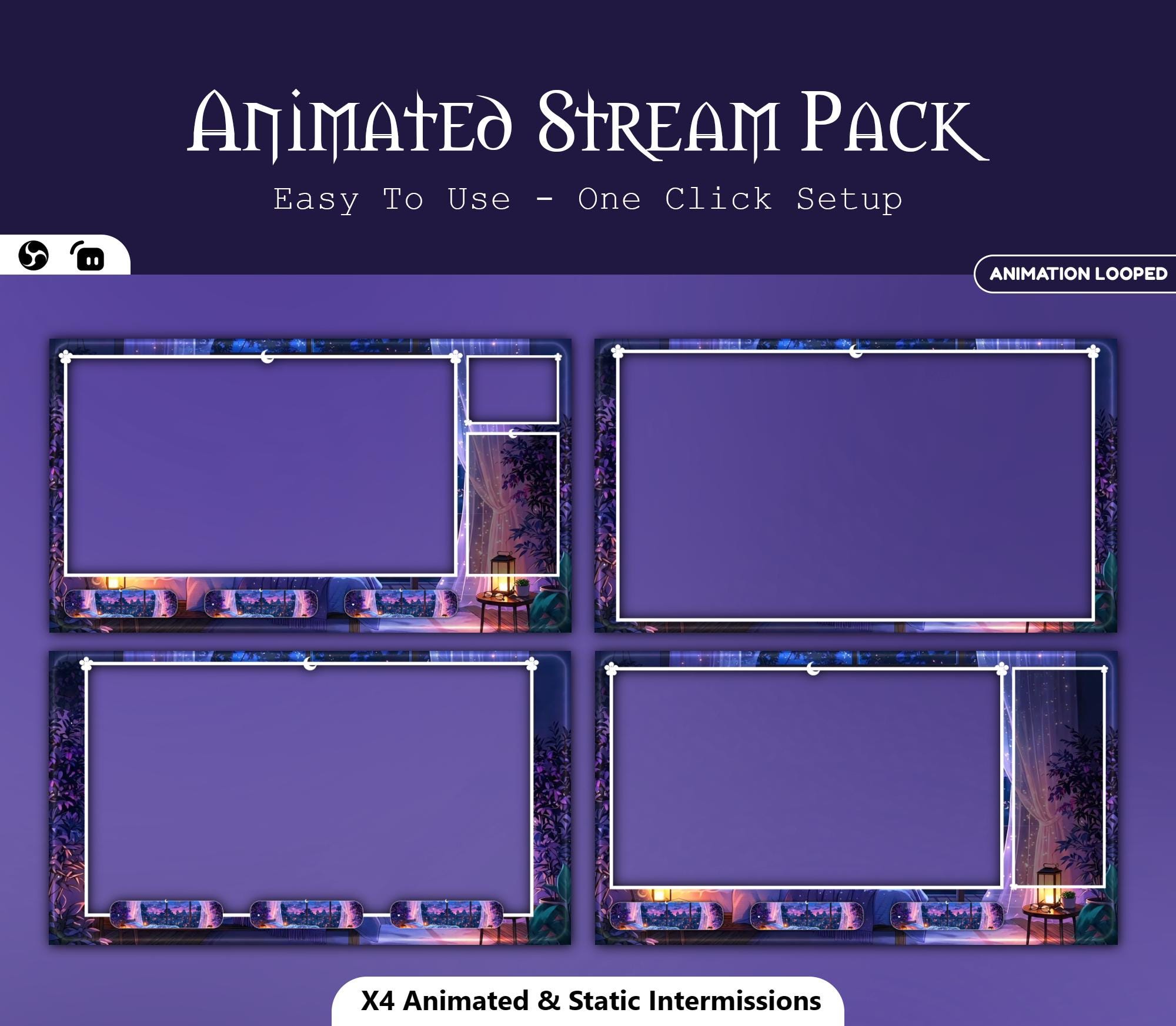 Starry Night Moon Animated Overlay — preview photo 3
