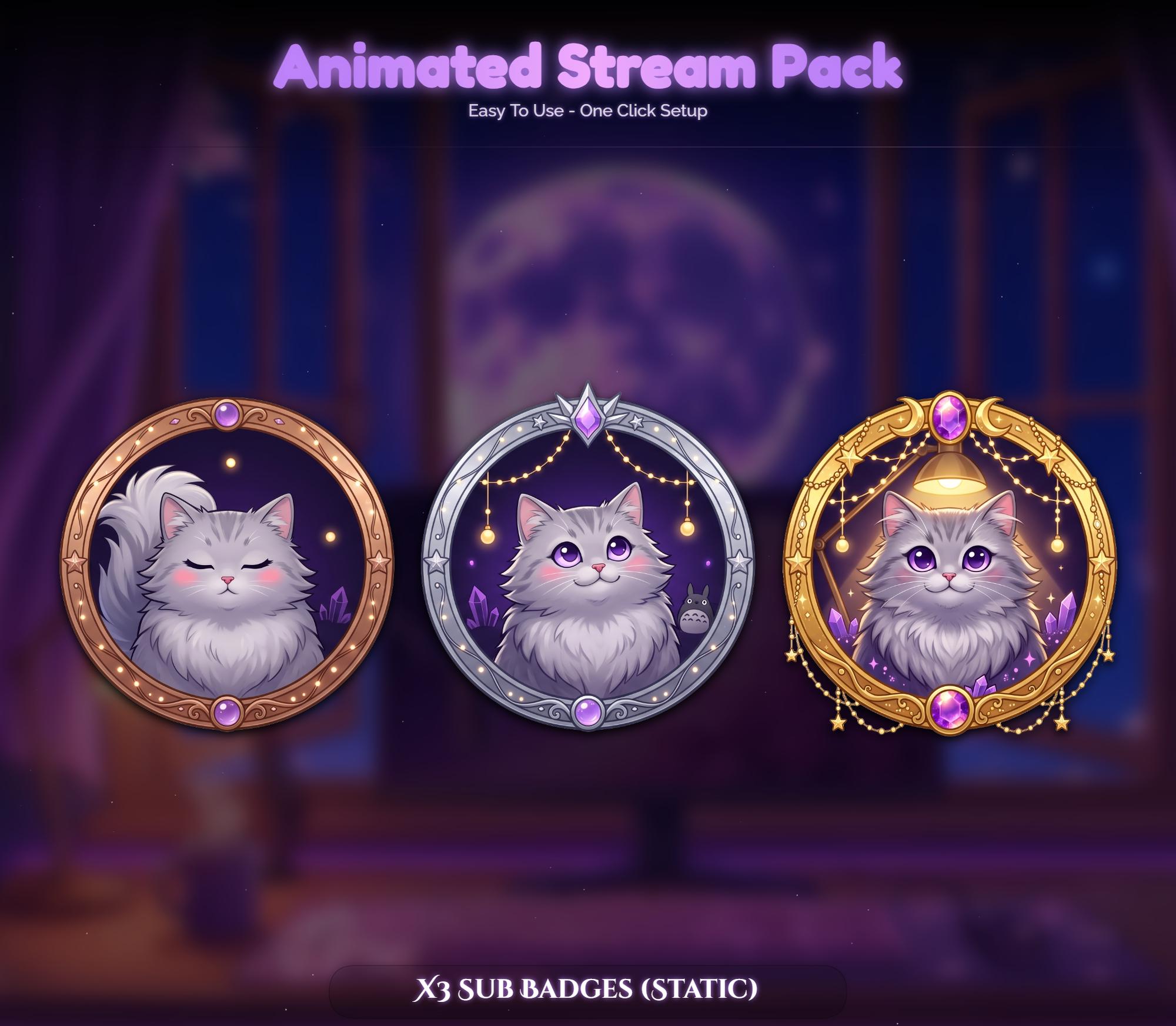 Cat Sakura Moon Setup Animated Stream Pack — preview photo 7