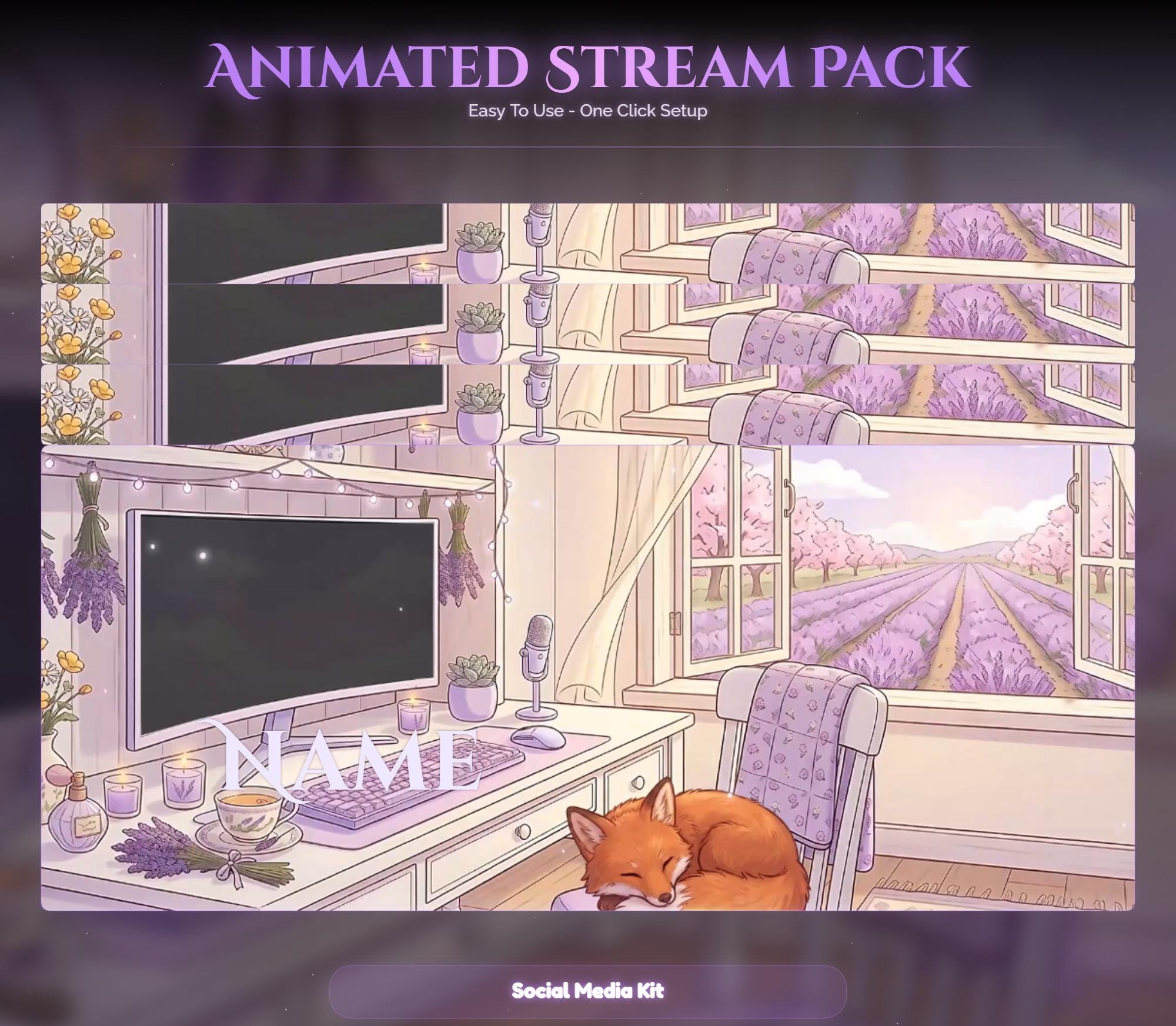 Lavender Spring Fox Animated Stream Package — preview photo 10