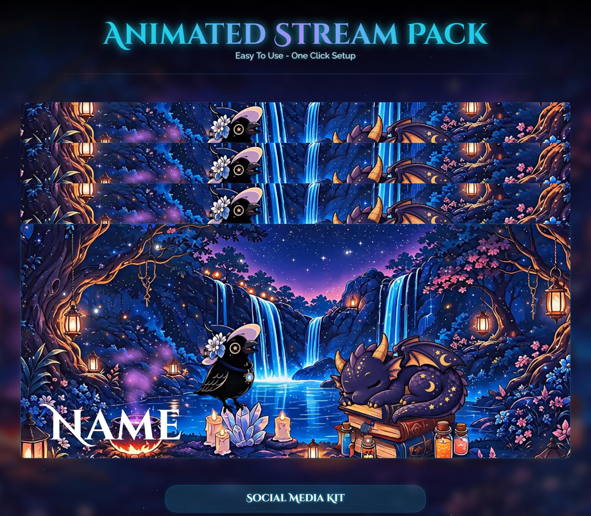 Spooky Raven Dragon Animated Stream Overlay Pack: Forest Magic Theme (Digital Download) — preview photo 10
