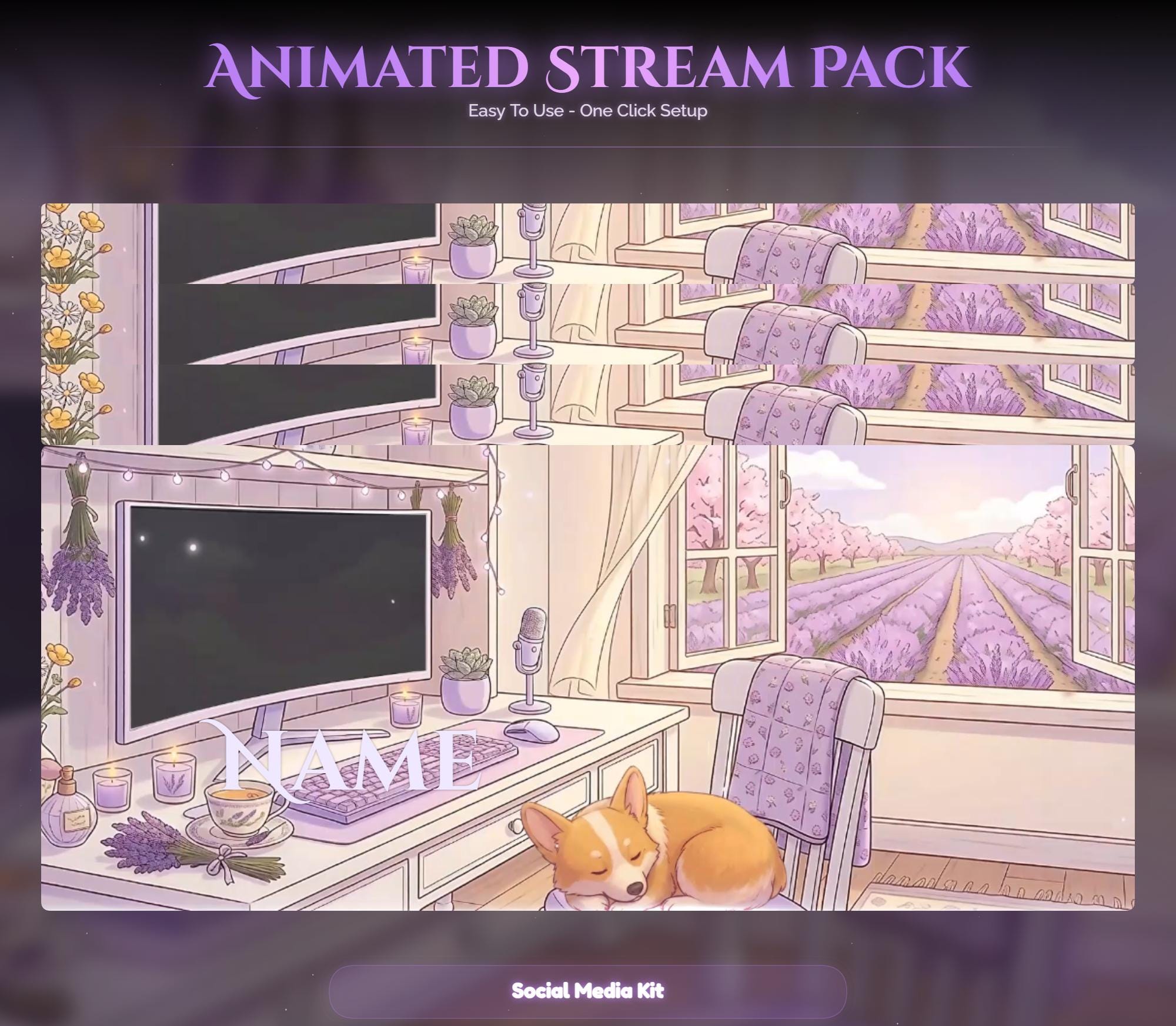 Lavender Spring Dog Animated Stream Package — preview photo 10