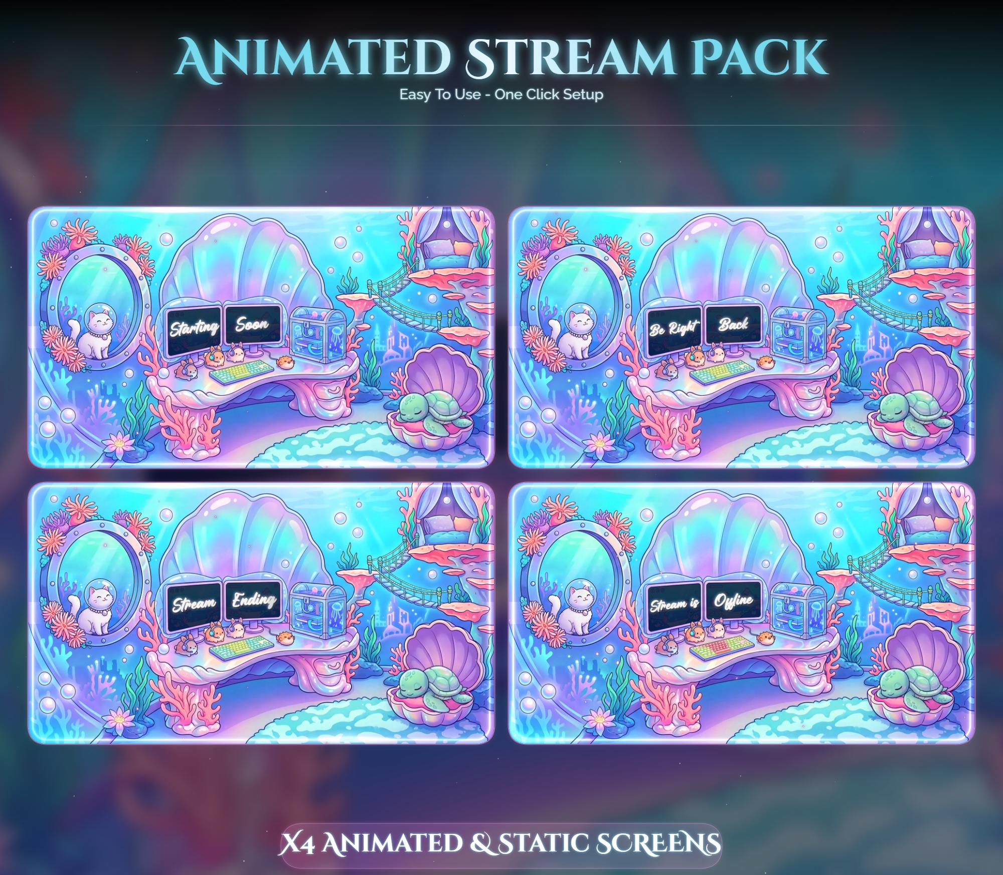 Turtle Under Sea Room Animated Stream Package — preview photo 2