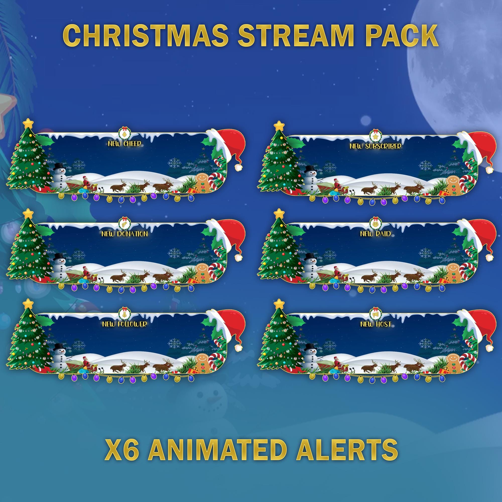 Christmas Animated Stream Package: For Twitch Overlay, YouTube, Kick, Facecam, Alerts, Christmas Overlays — preview photo 7