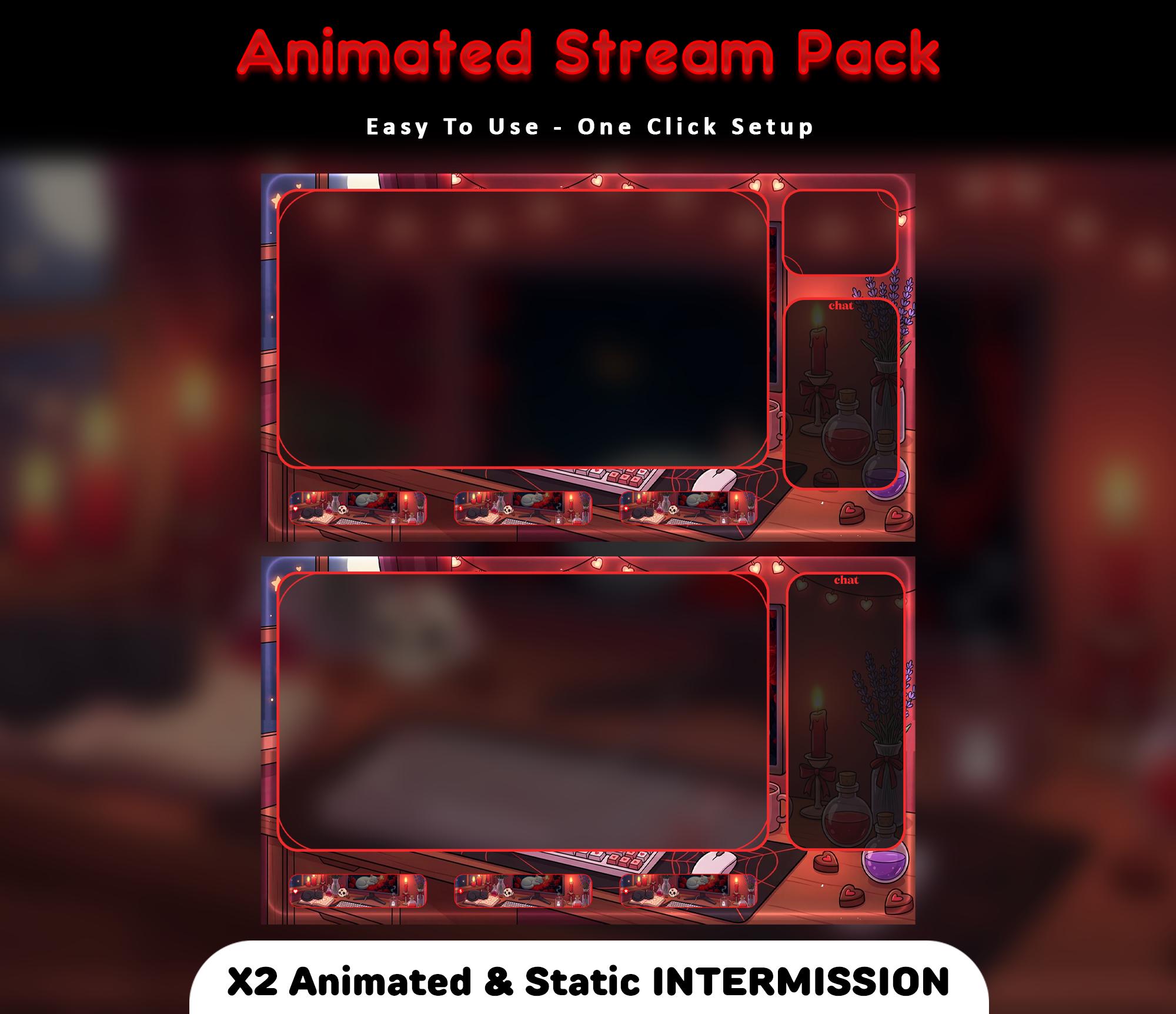 Midnight Cozy Cat Animated Stream Pack: Gothic Twitch Overlay (Digital Download) — preview photo 5