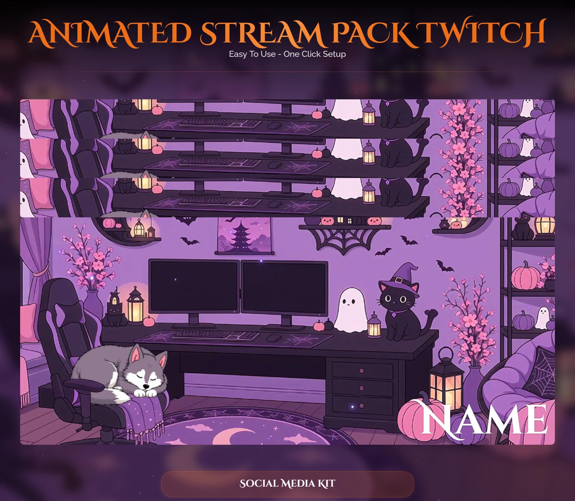 Animated Halloween Twitch Stream Overlay Pack — preview photo 9