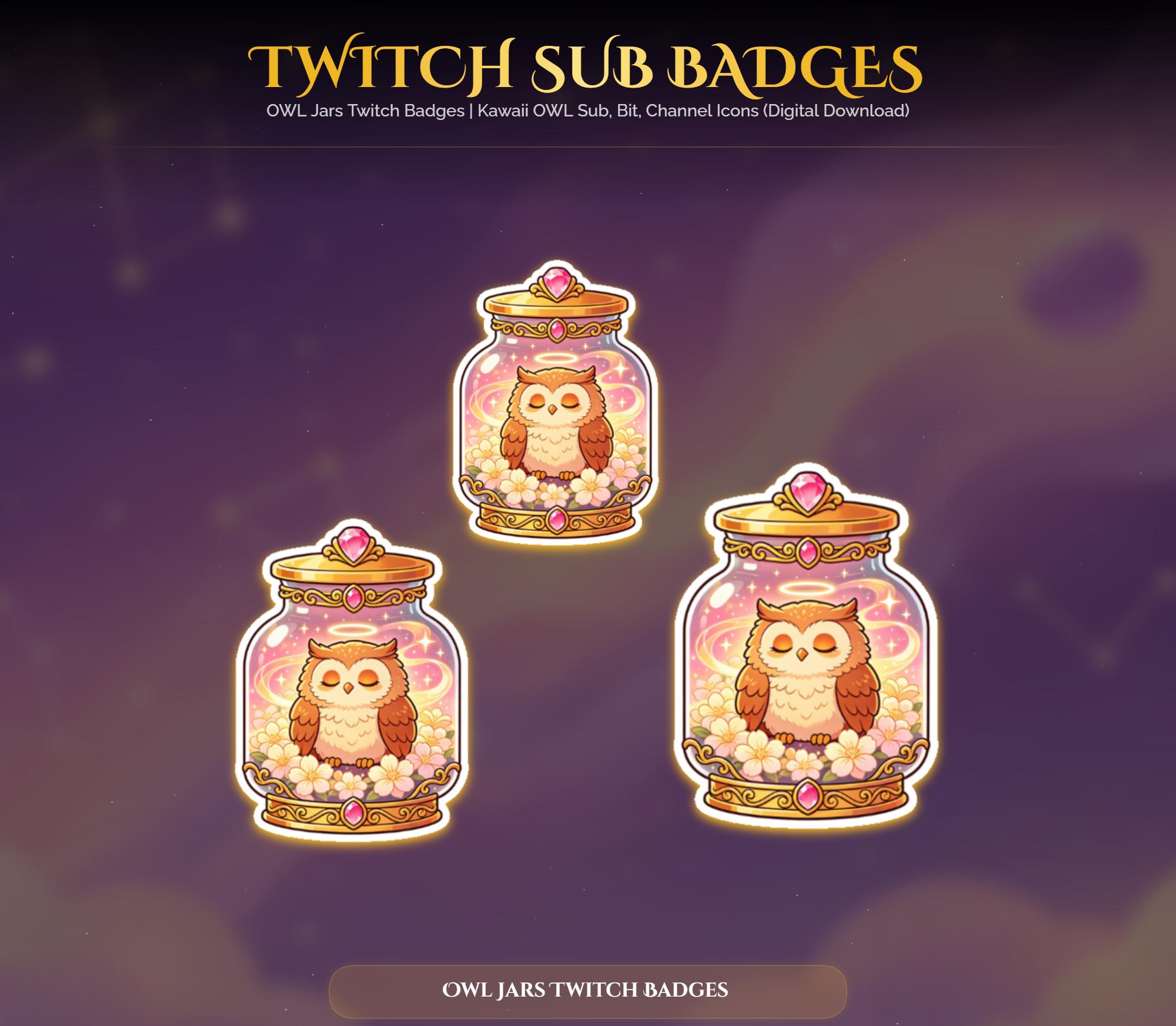 Sakura Owl Jars Twitch Badges — preview photo 9