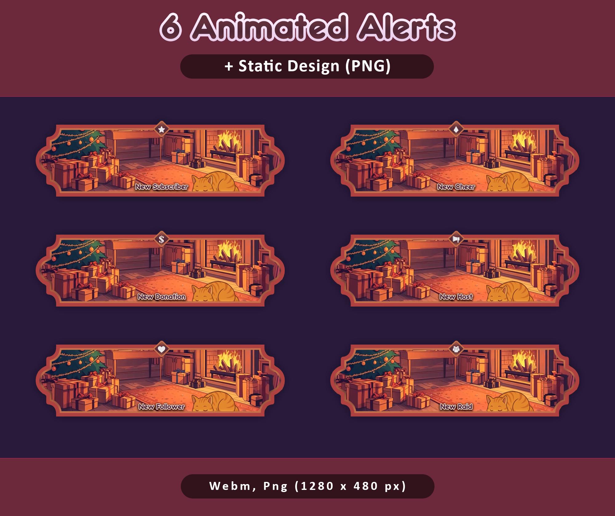Midnight Cozy Cat Orange Animated Stream Package: Twitch Overlay, YouTube, Kick, Cats Overlays — preview photo 5