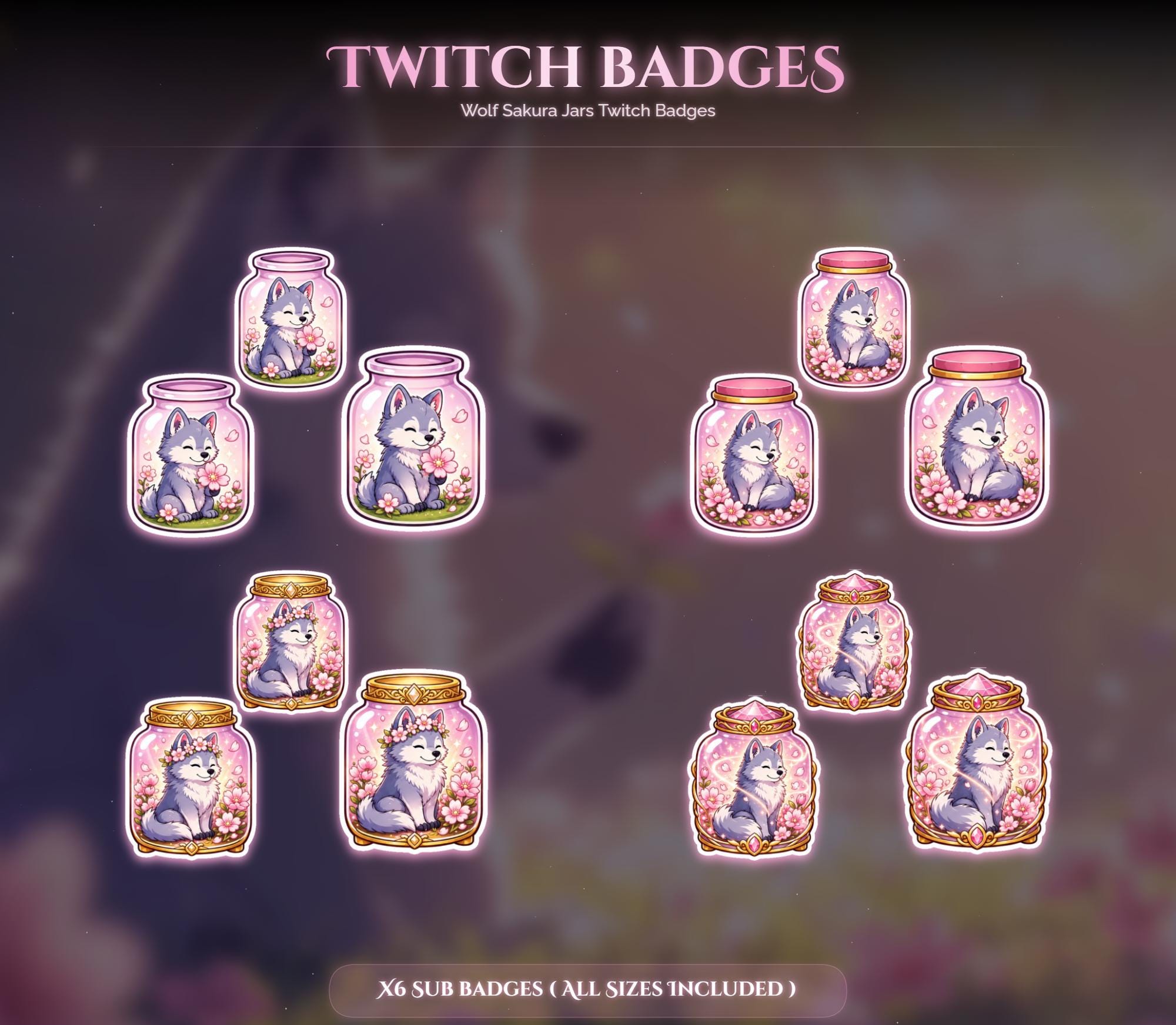 Sakura Wolf Jars Twitch Badges — preview photo 3