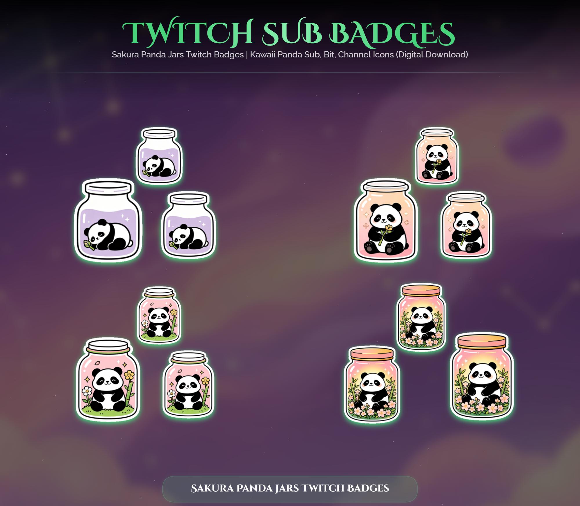 Sakura Panda Jars Twitch Badges — preview photo 2