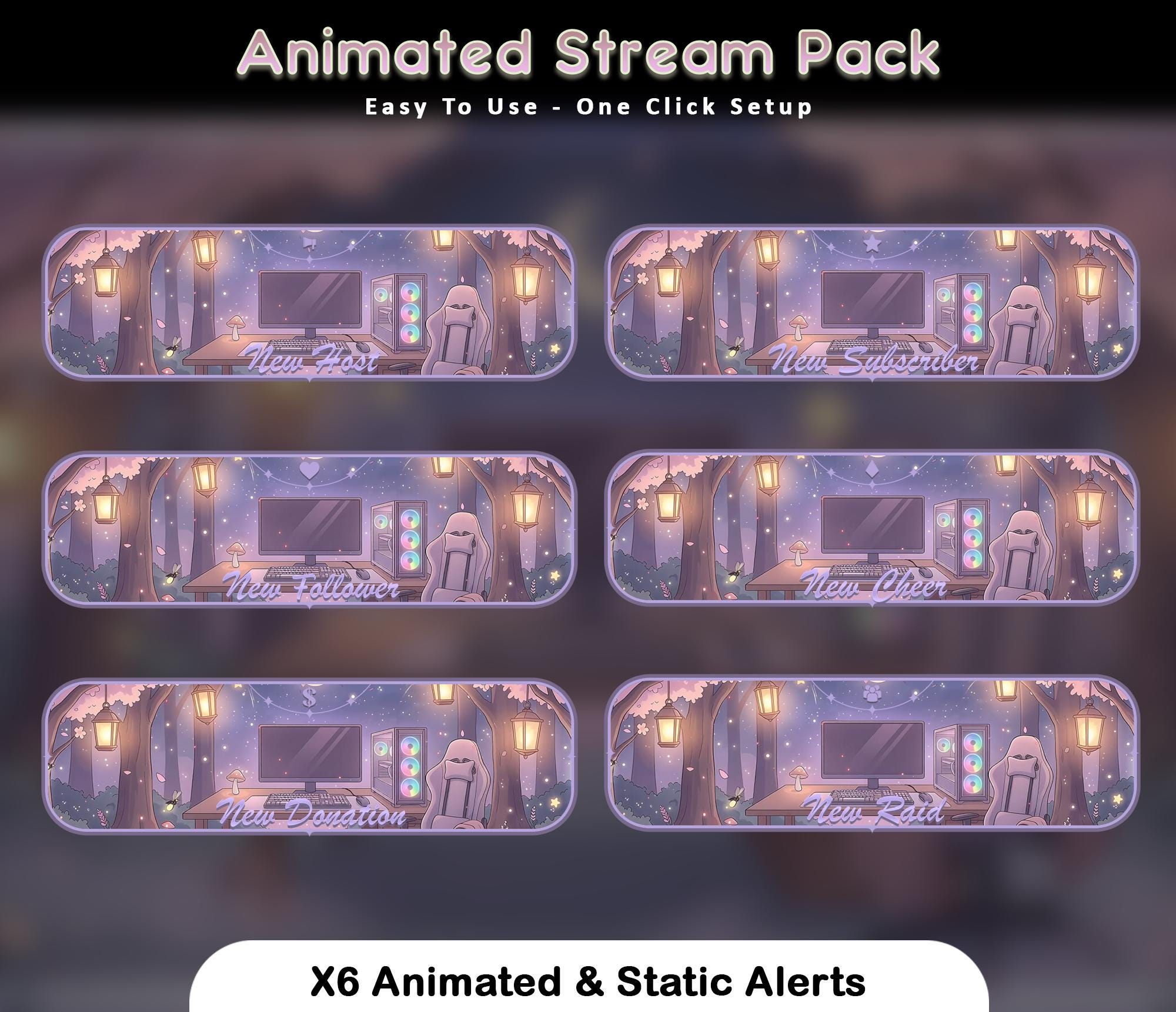 Cozy Night Animated Stream Package: For Twitch Overlay, YouTube, Kick — preview photo 6