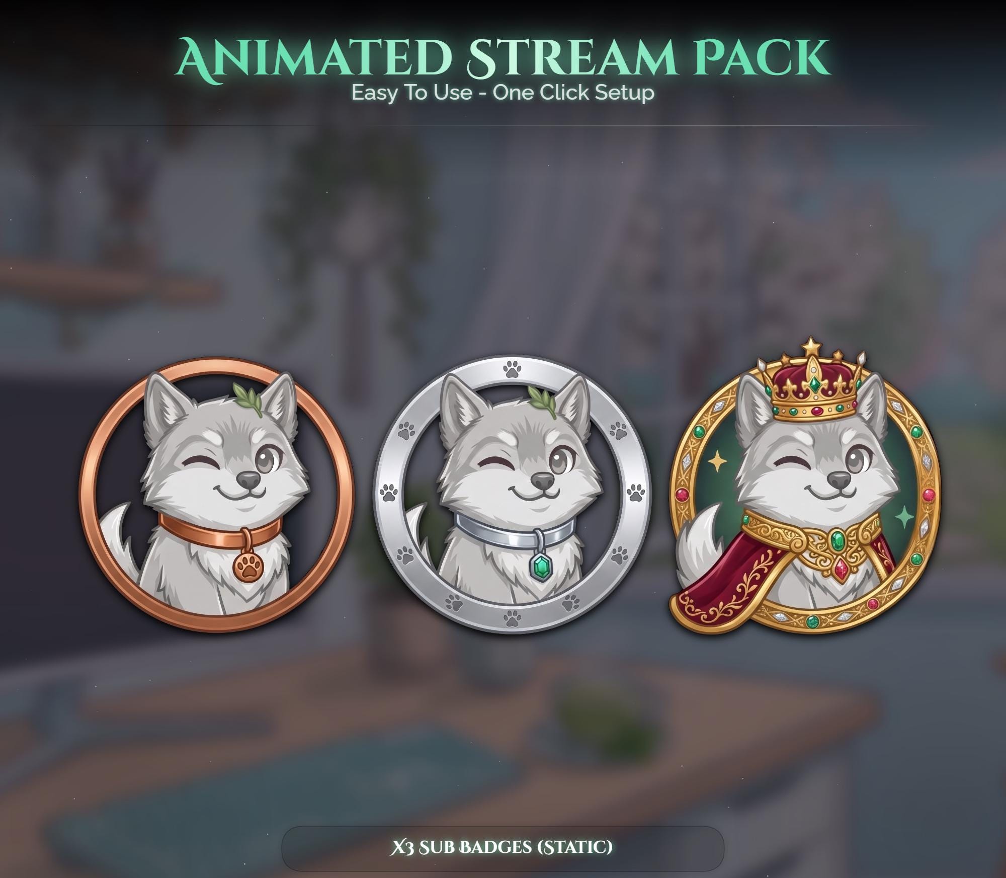Matcha Wolf Animated Stream Package: For Twitch Overlay, YouTube, Kick — preview photo 9