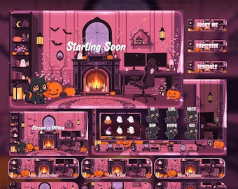Spooky Animated Halloween Cat Room Twitch Full Stream Pack | YouTube | Kick | Gothic Overlays