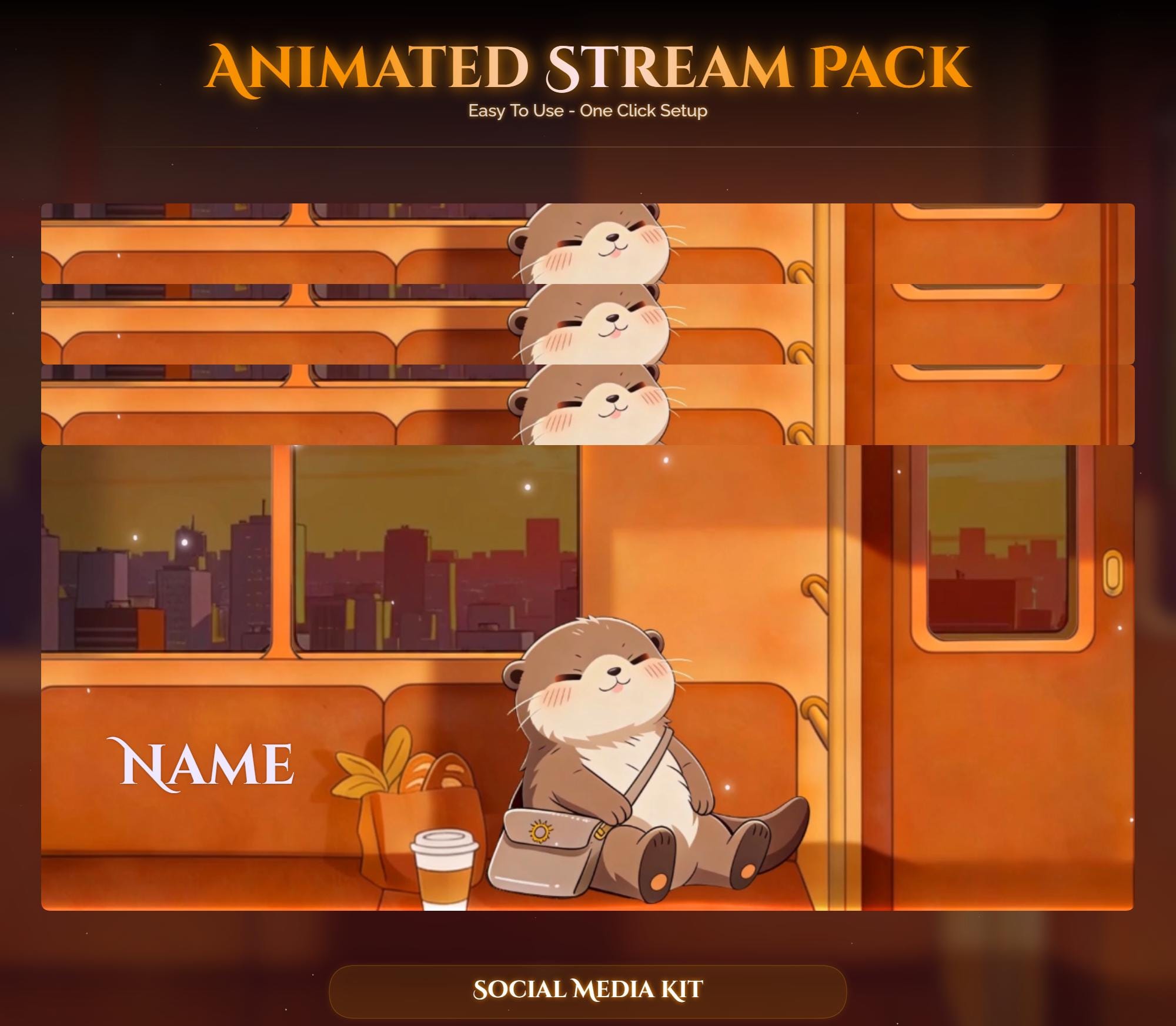 Train Sunset Otter Overlay Animated Stream Package: For Twitch, YouTube, Kick — preview photo 10