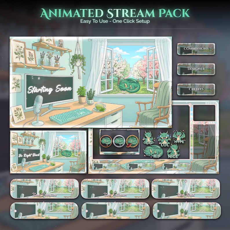 Matcha Overlay Rivals Matcha Dragon Animated Stream Package: for Twitch Overlay, Youtube ...