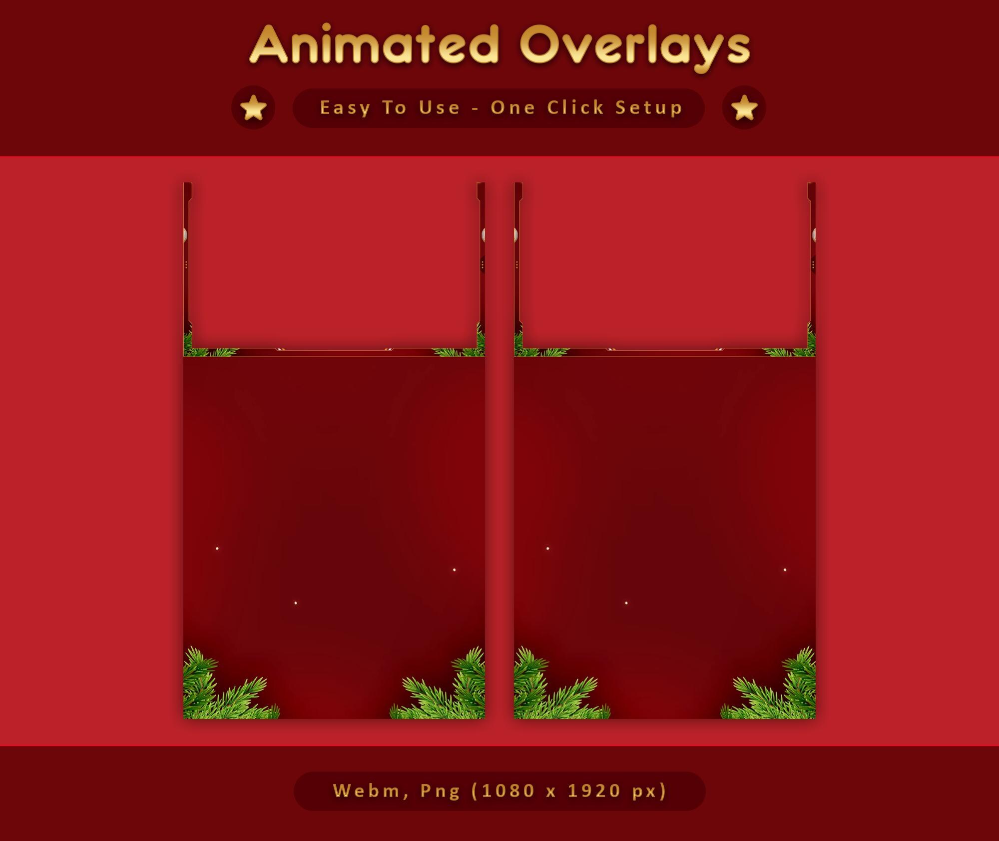 Red Gold Christmas Animated TikTok Stream Overlay Package (Digital Download) — preview photo 6
