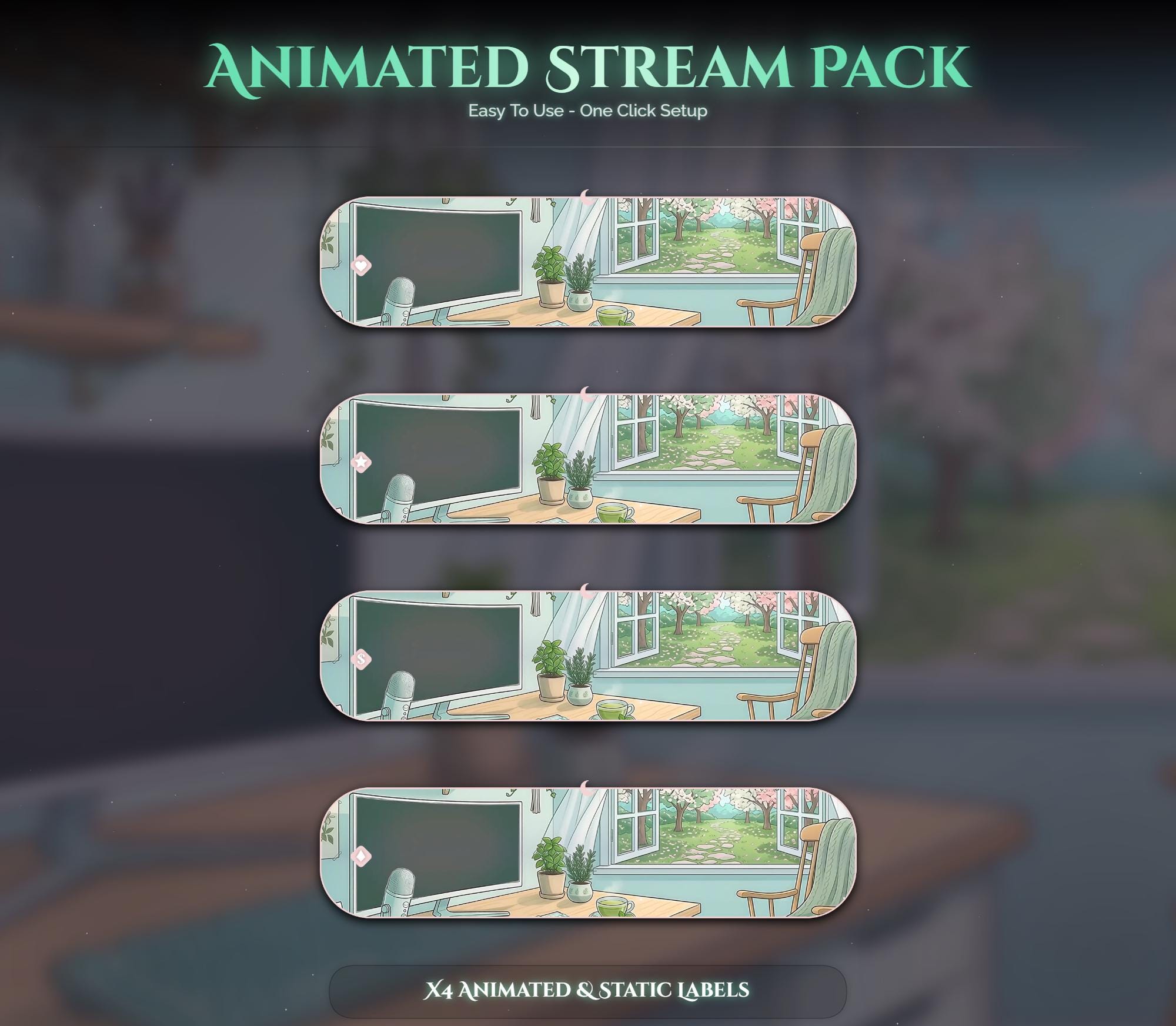 Matcha Cat Animated Stream Package: For Twitch Overlay, YouTube, Kick — preview photo 8