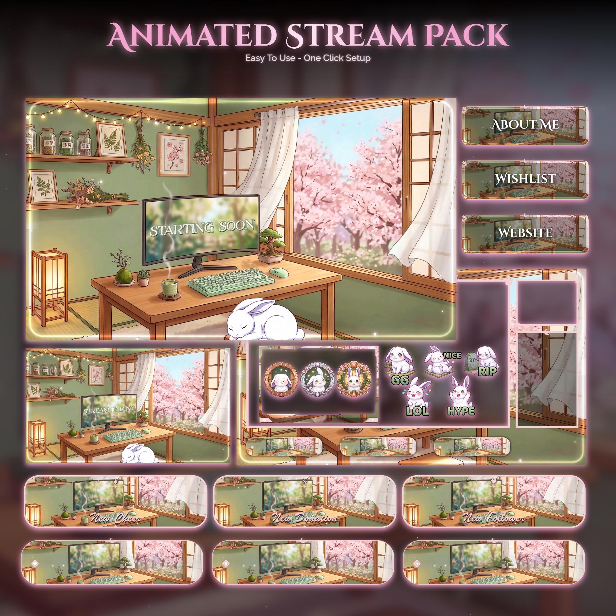Sakura Setup Bunny Animated Stream Package