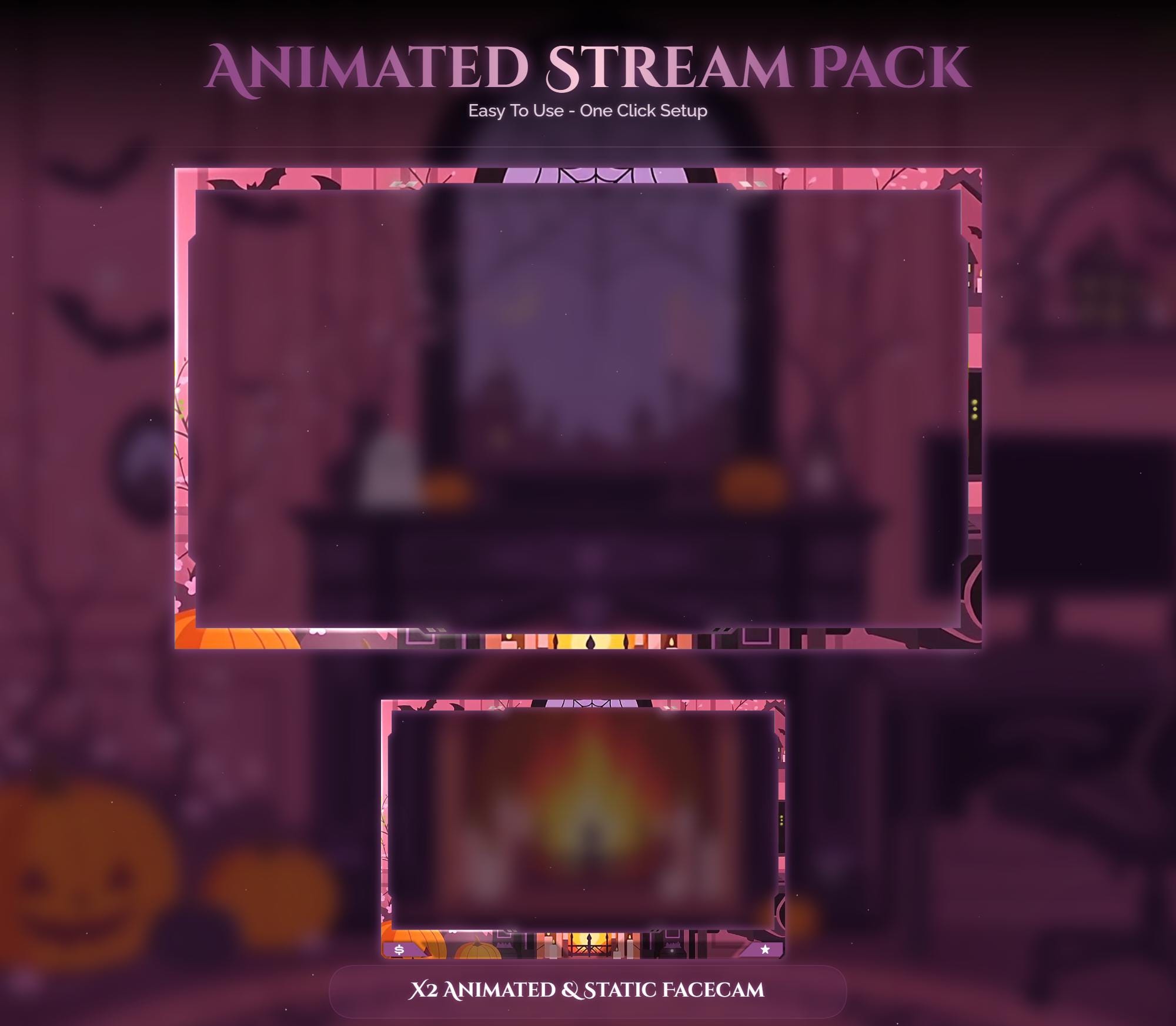 Spooky Animated Halloween Cat Room Twitch Full Stream Pack — preview photo 6