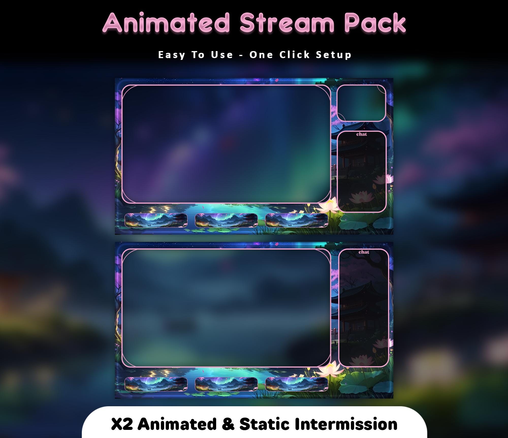 Dream Cats Sakura Animated Stream Package: Twitch Overlay, YouTube, Kick — preview photo 6