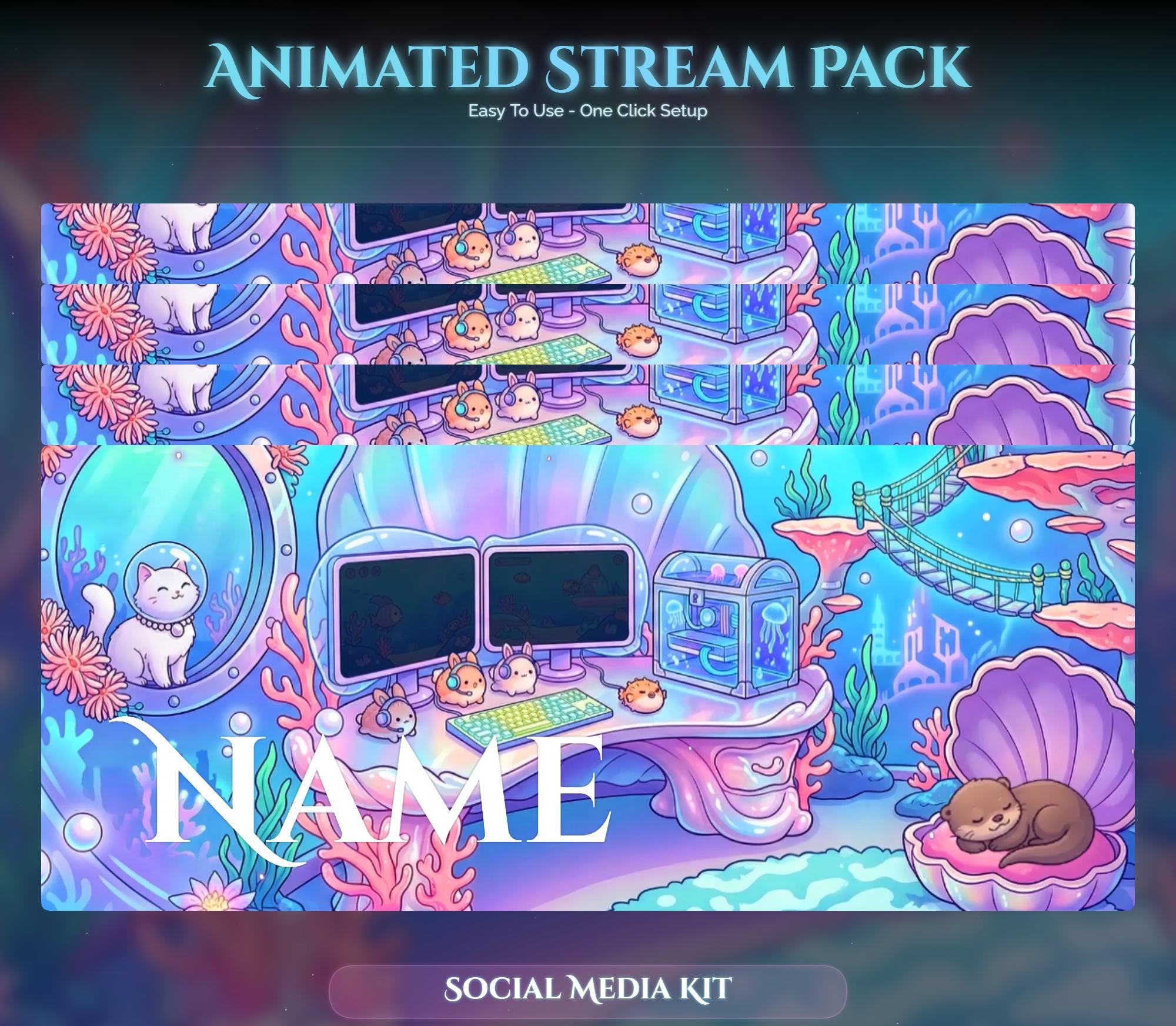 Otter Under Sea Room Animated Stream Package — preview photo 10