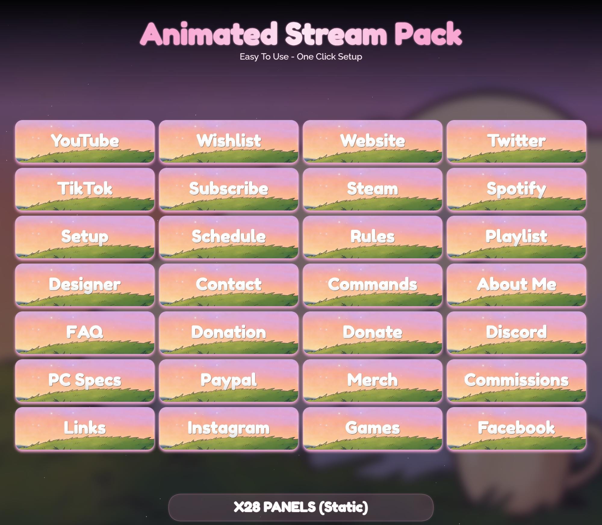 Lofi Sunset Orange Cat Overlay Animated Stream Package: Cozy — preview photo 4