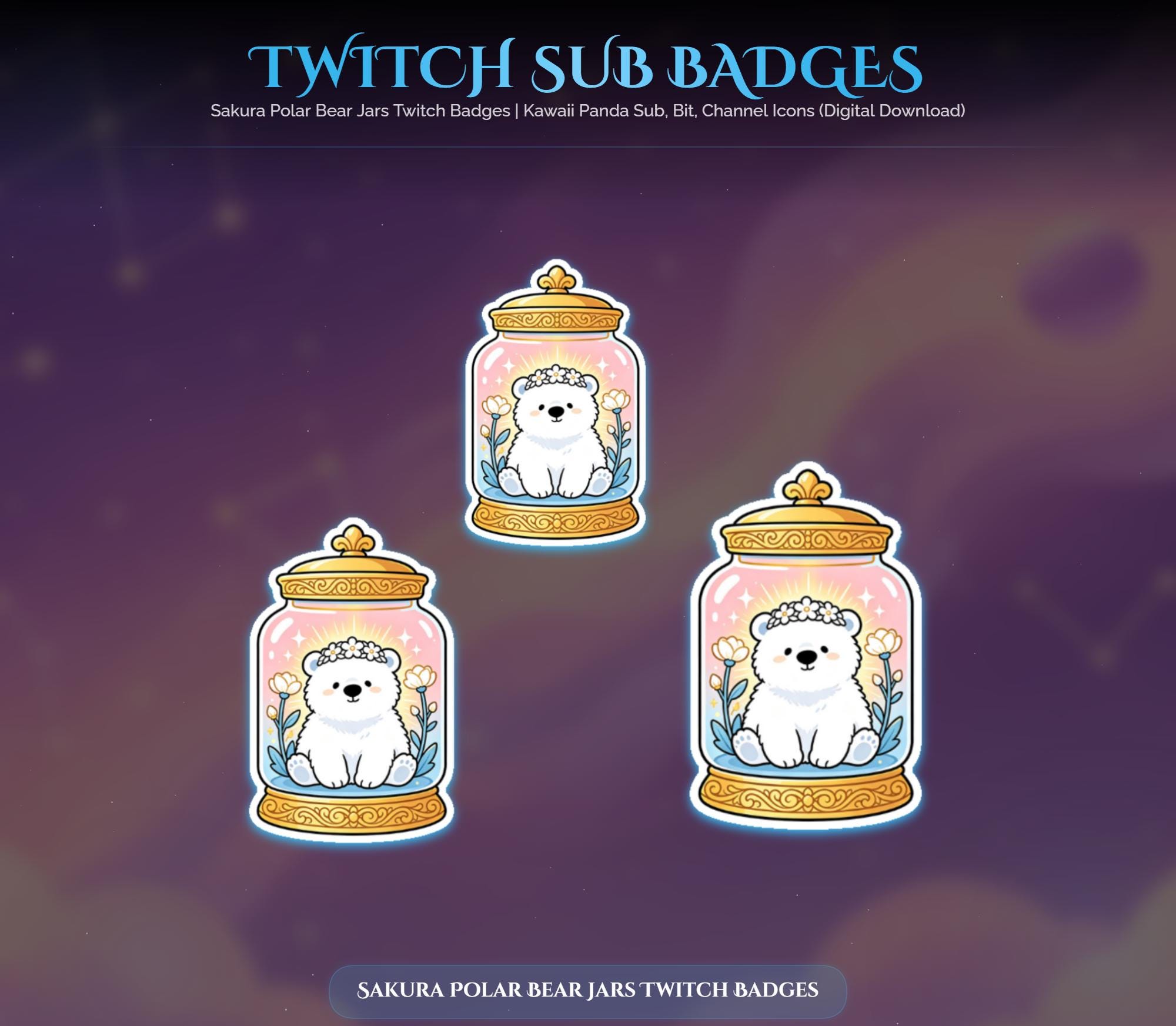 Sakura Polar Bear Jars Twitch Badges — preview photo 8