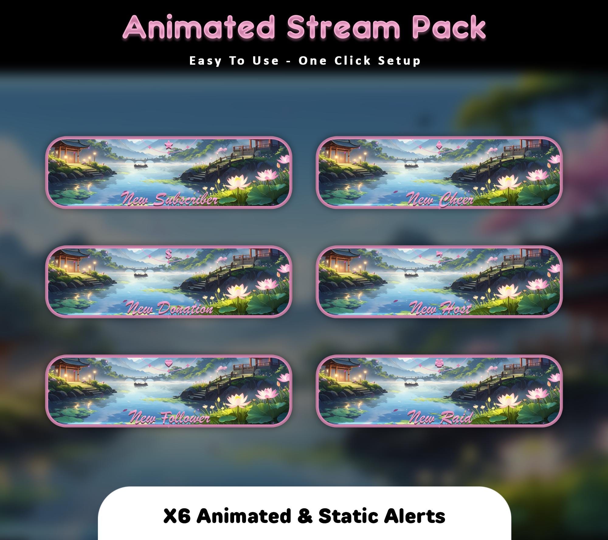 Mid-day Cats Sakura Animated Stream Package: Twitch Overlay, YouTube, Kick — preview photo 7