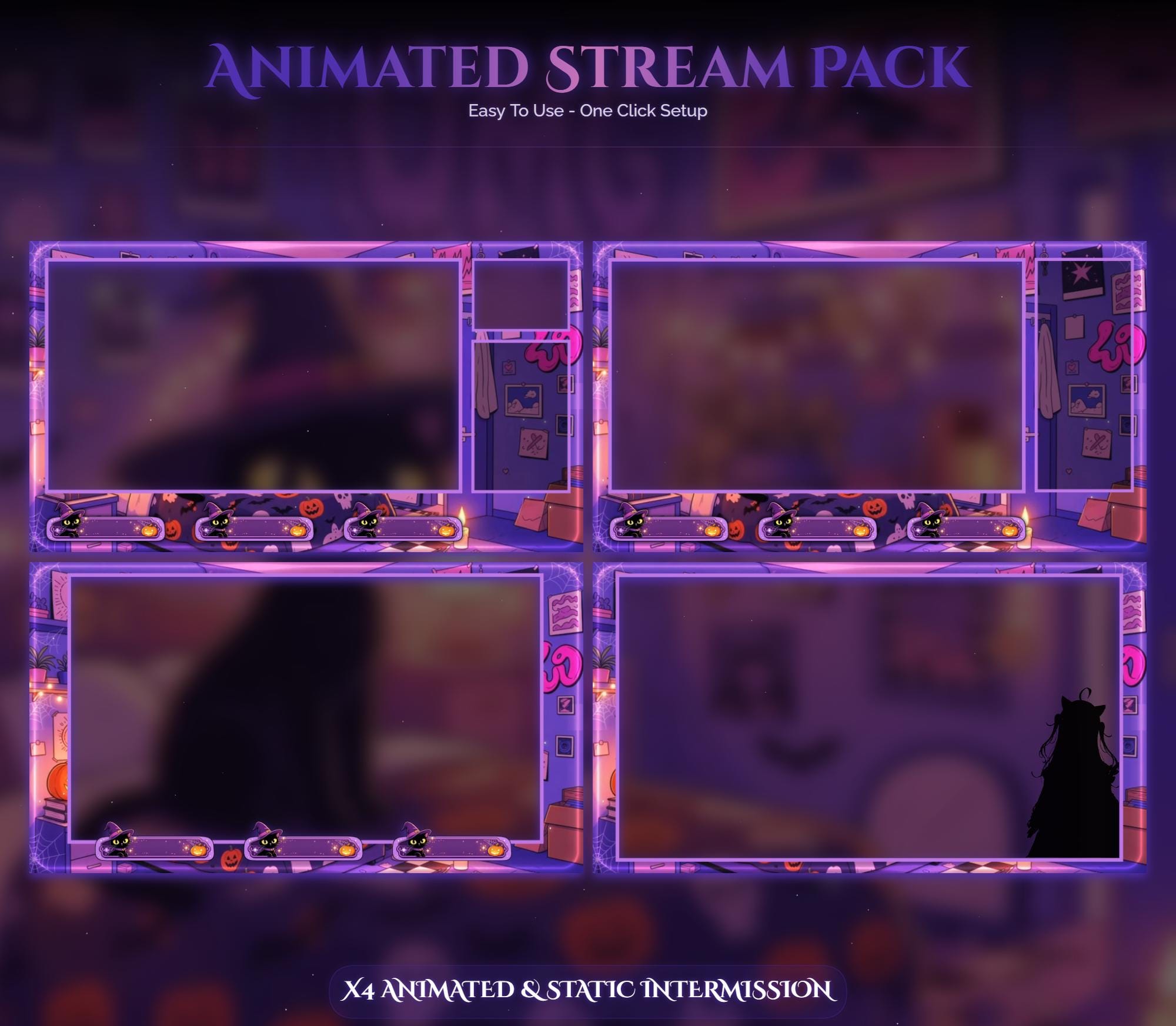Spooky Witch Cat Animated Overlay — preview photo 3
