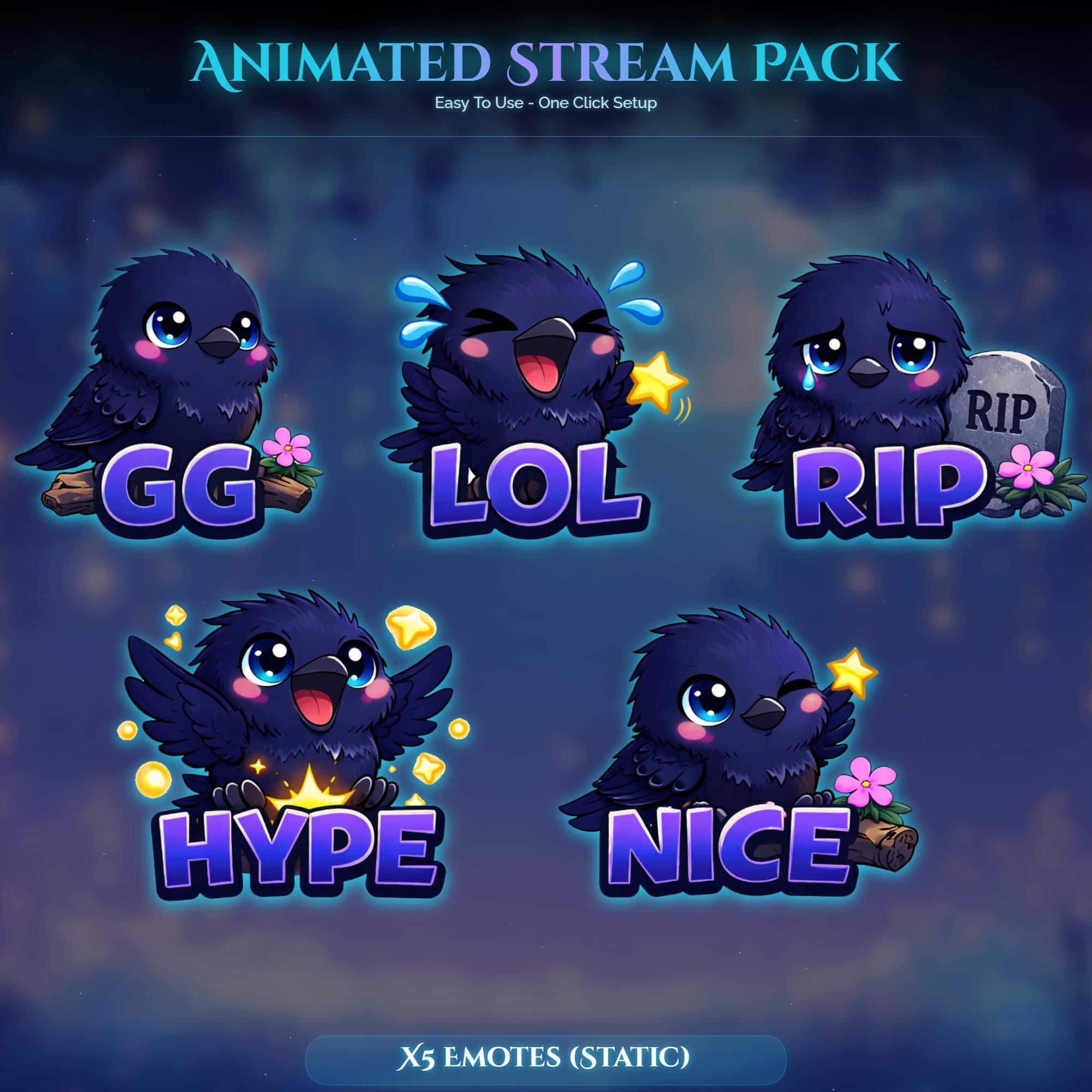 Moonlit Raven Animated Stream Package — preview photo 8