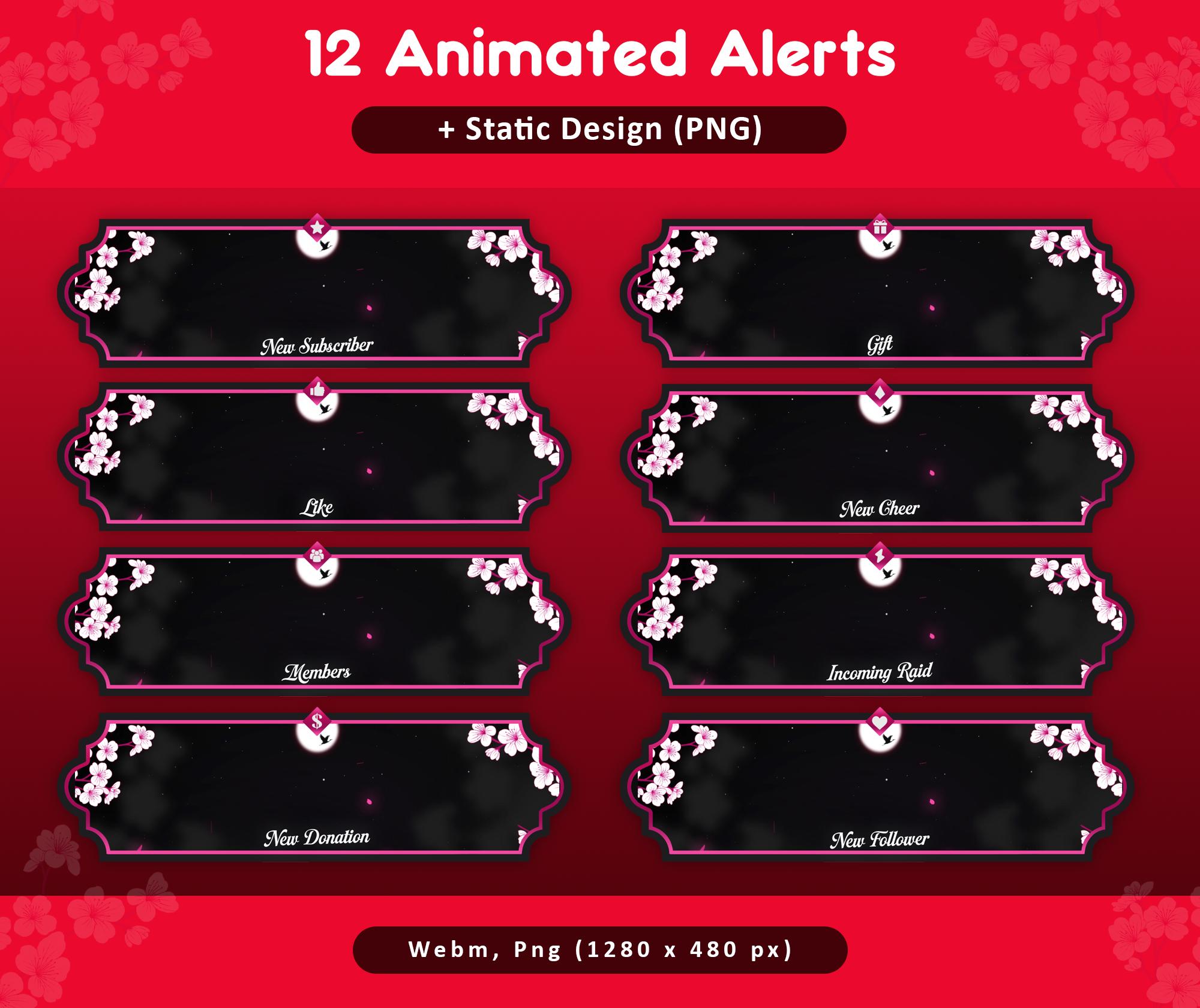Cherry Blossom Animated Stream Package: Twitch Overlay, YouTube, Kick — preview photo 5