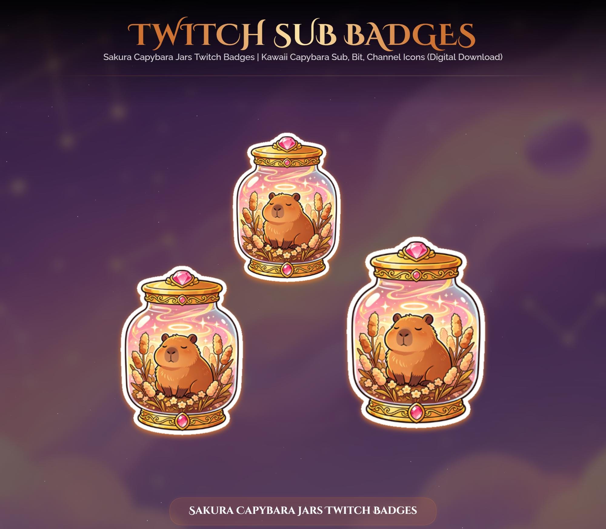Sakura Capybara Jars Twitch Badges — preview photo 10