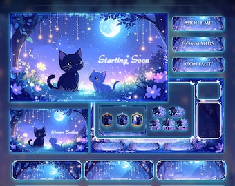 Cat Forest Animated  Stream Package | Cats Twitch Overlay | YouTube | kick overlays