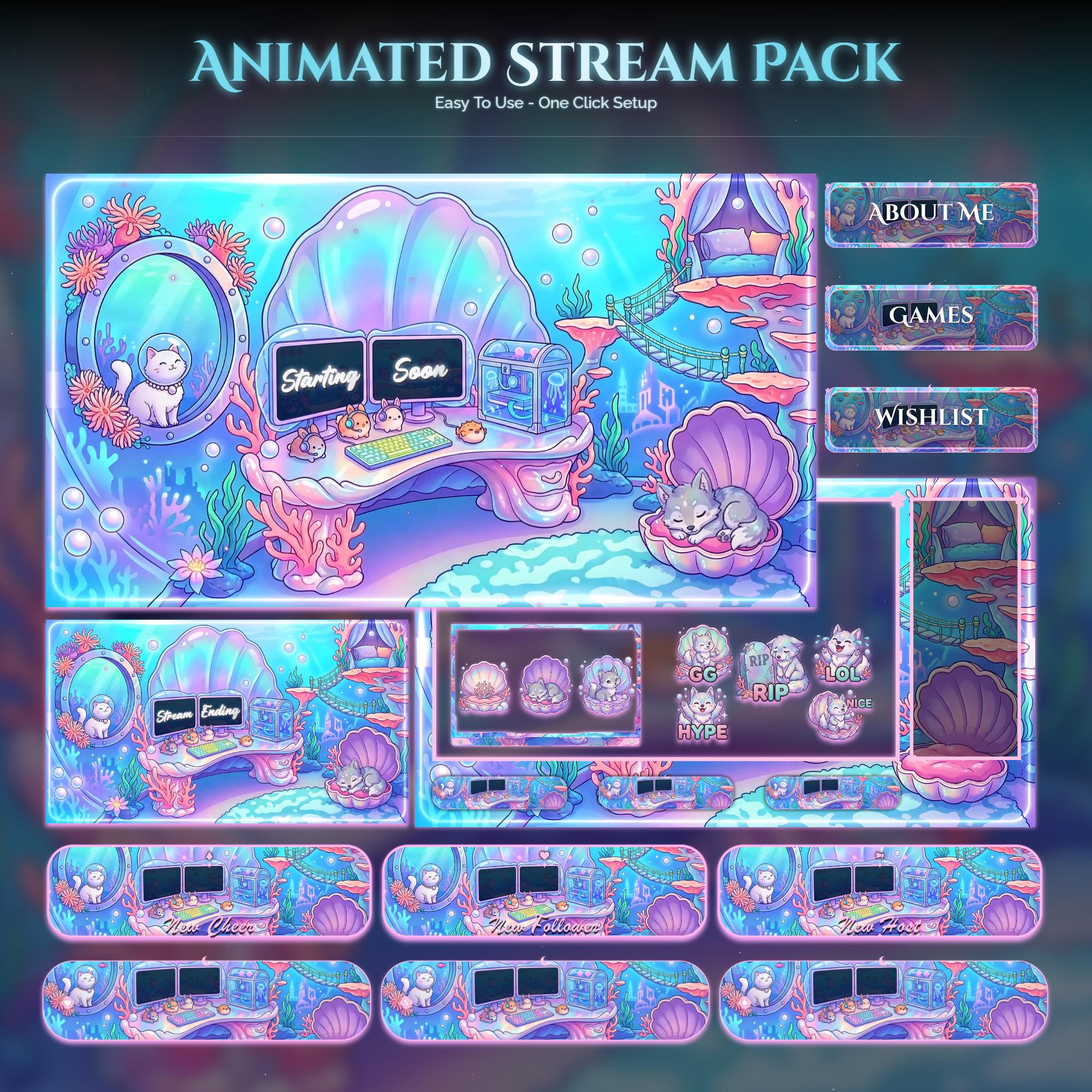 Wolf Under Sea Room Animated Stream Package