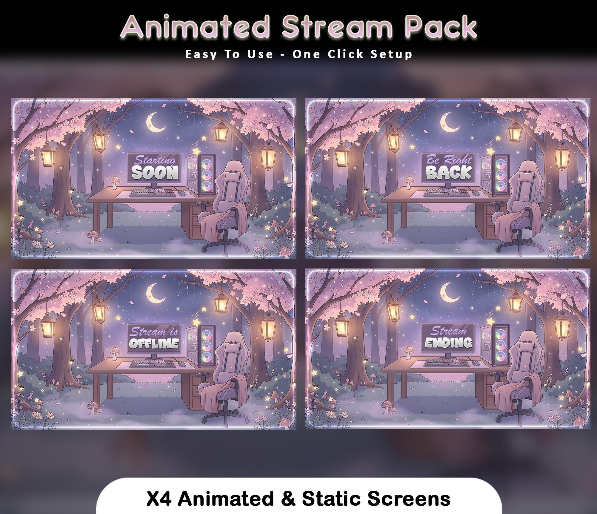 Cozy Night Animated Stream Package: For Twitch Overlay, YouTube, Kick — preview photo 2