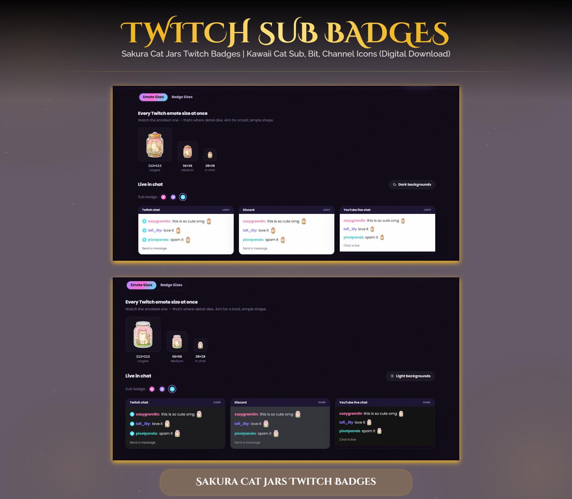 Sakura Cat Jars Twitch Badges — preview photo 7