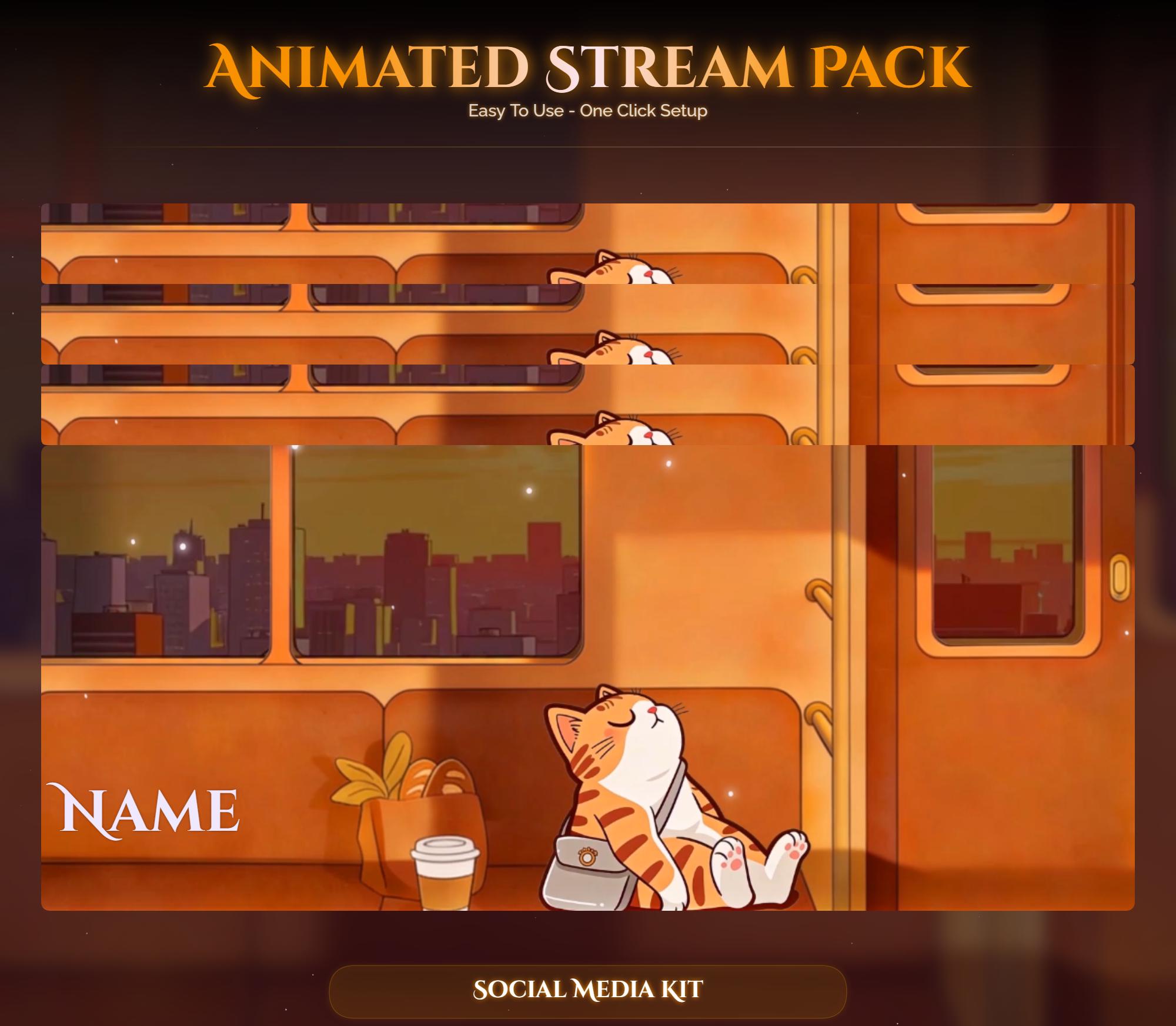 Cat Train Lofi Animated Stream Pack — preview photo 10