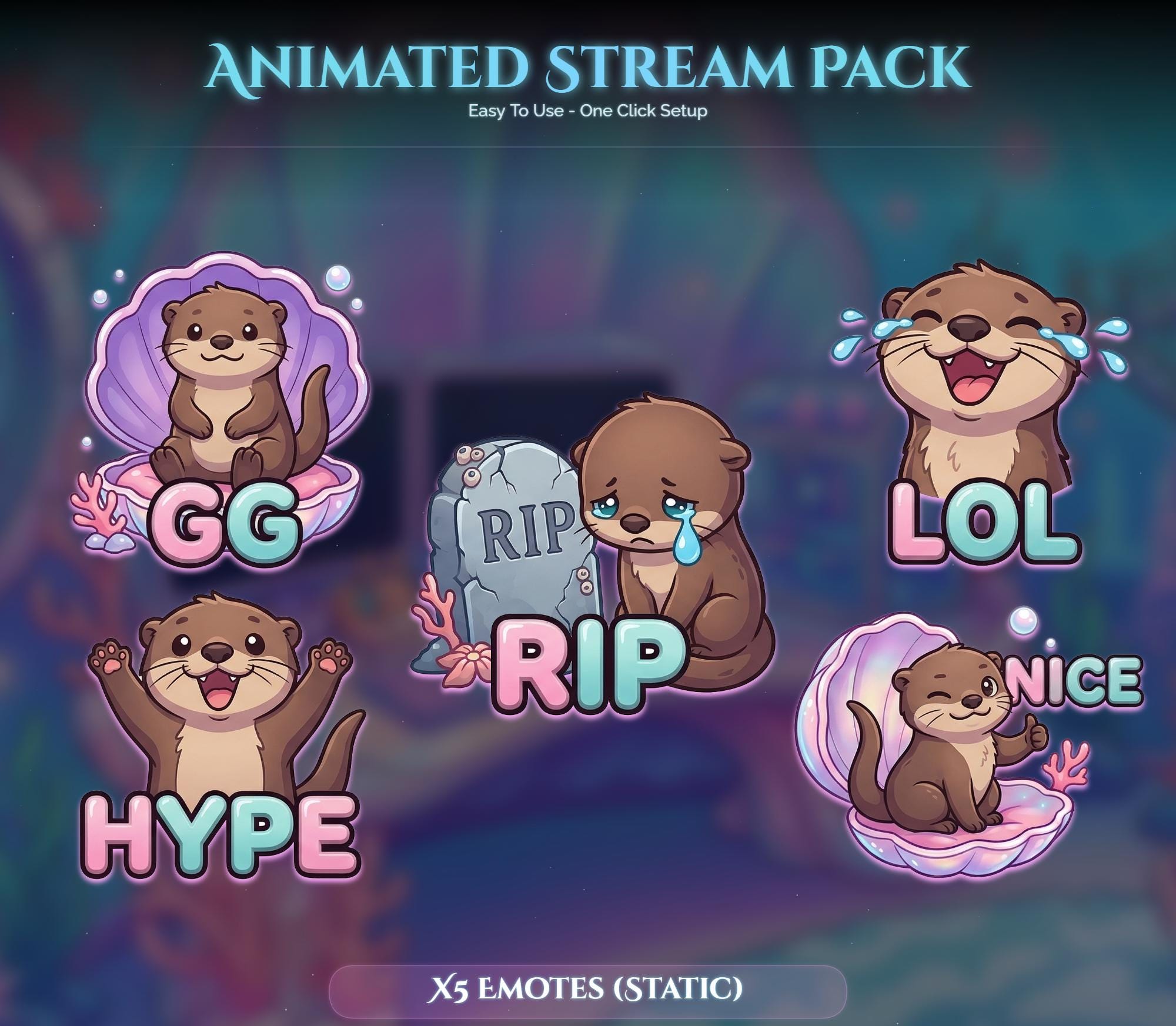 Otter Under Sea Room Animated Stream Package — preview photo 8