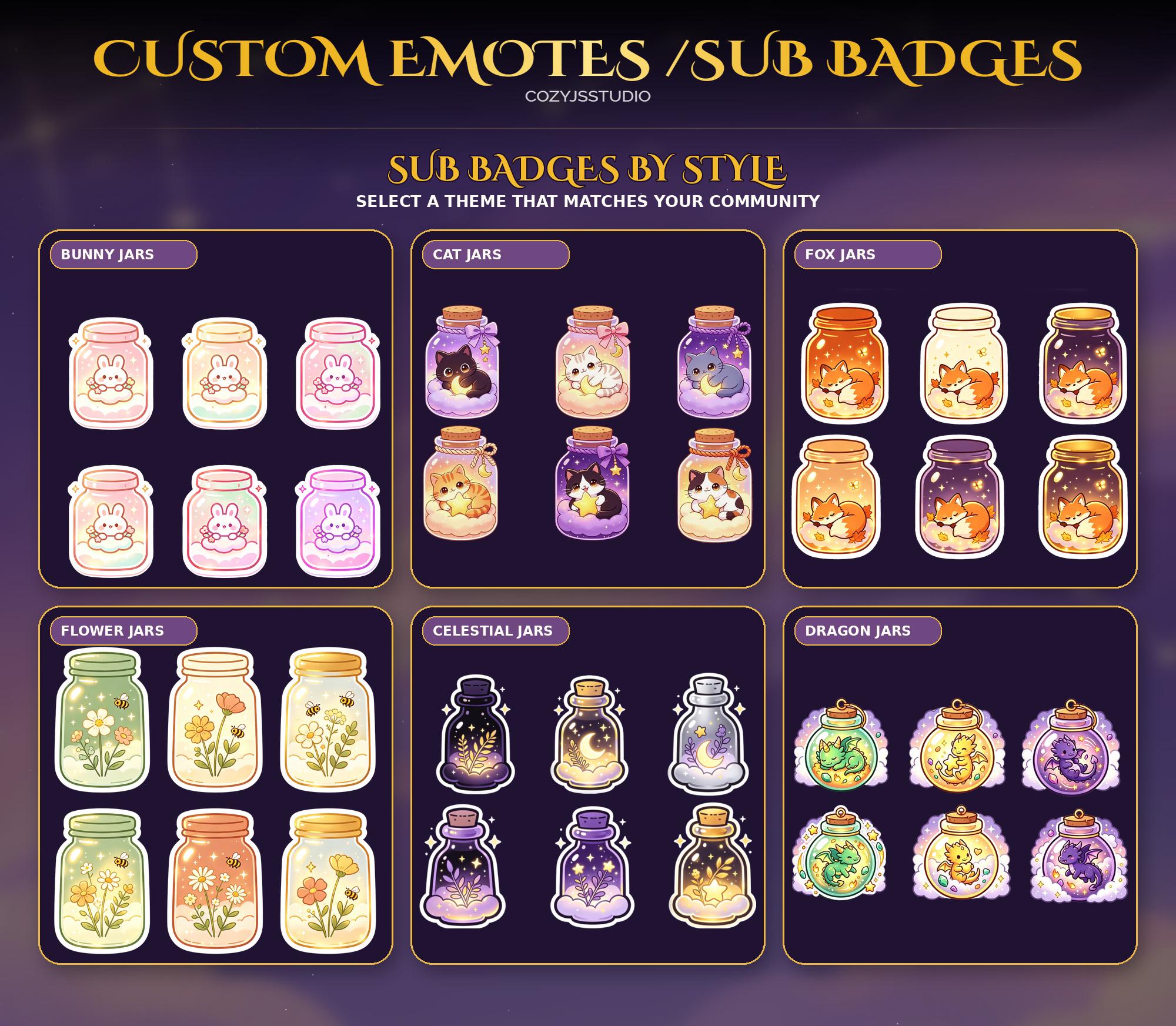 Custom Chibi Emotes & Sub Badges for Twitch, Discord (Digital Download) — preview photo 4