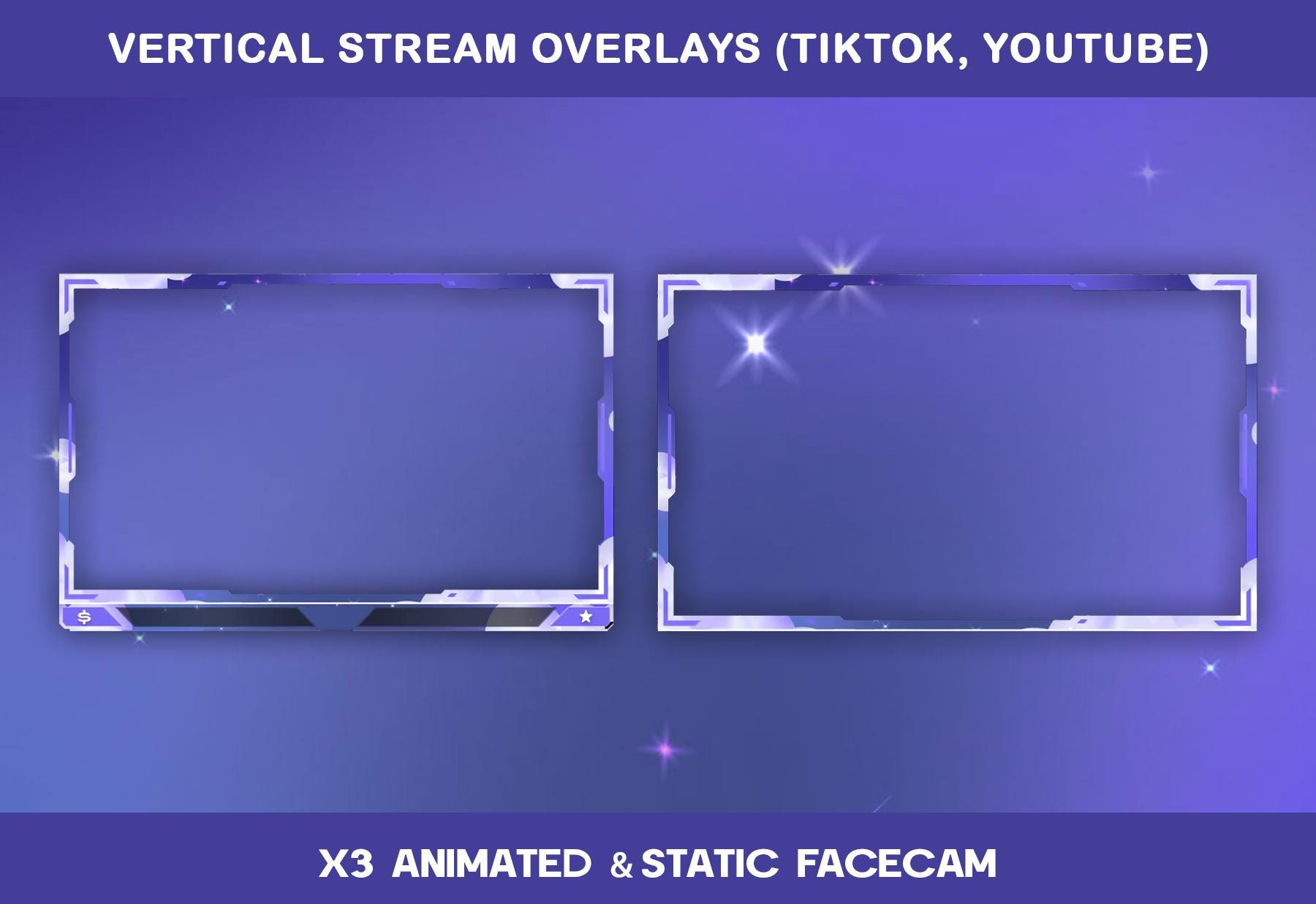 Purple Clouds Animated TikTok Stream Overlay Package : TikTok Overlays (Digital Download) — preview photo 9