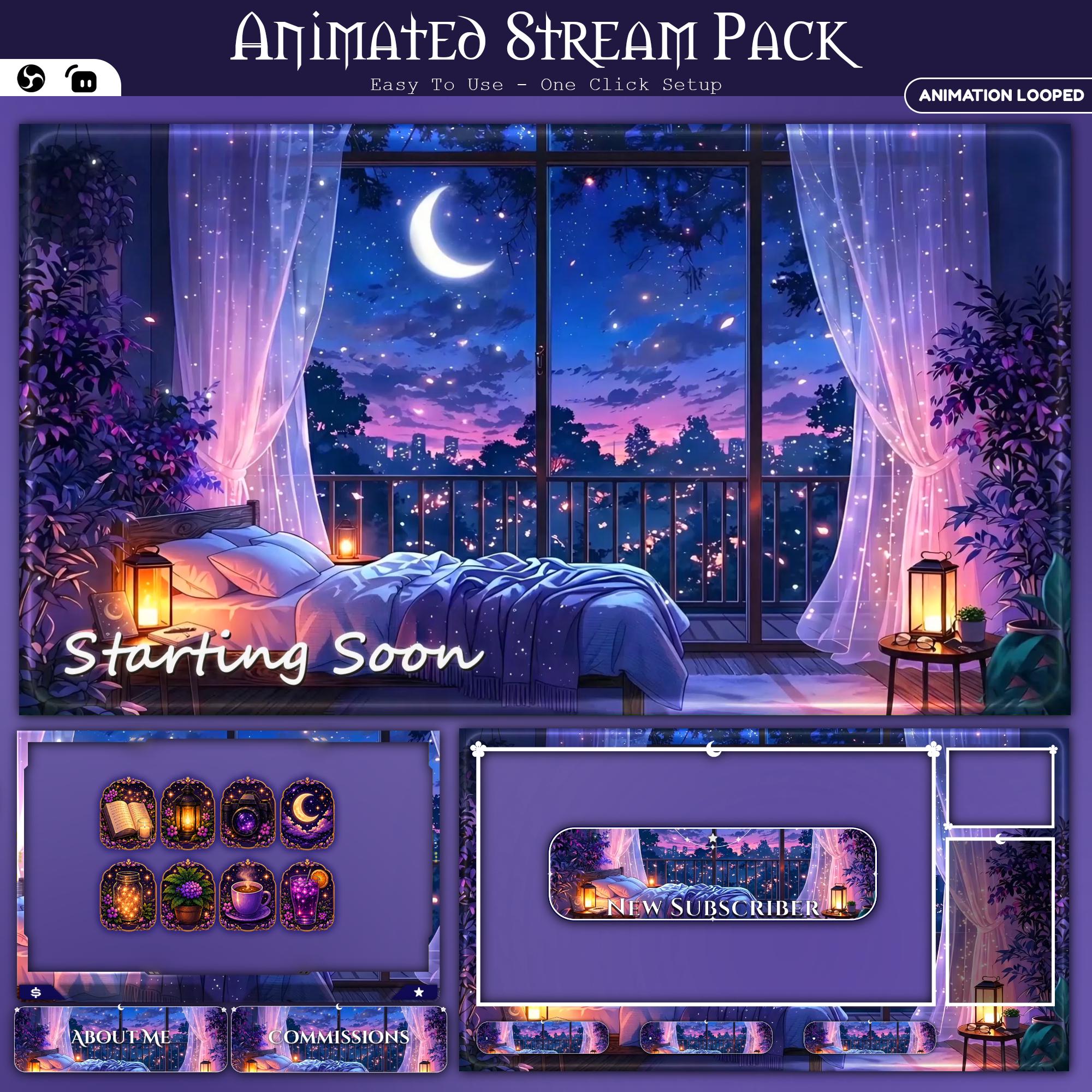 Starry Night Moon Animated Overlay