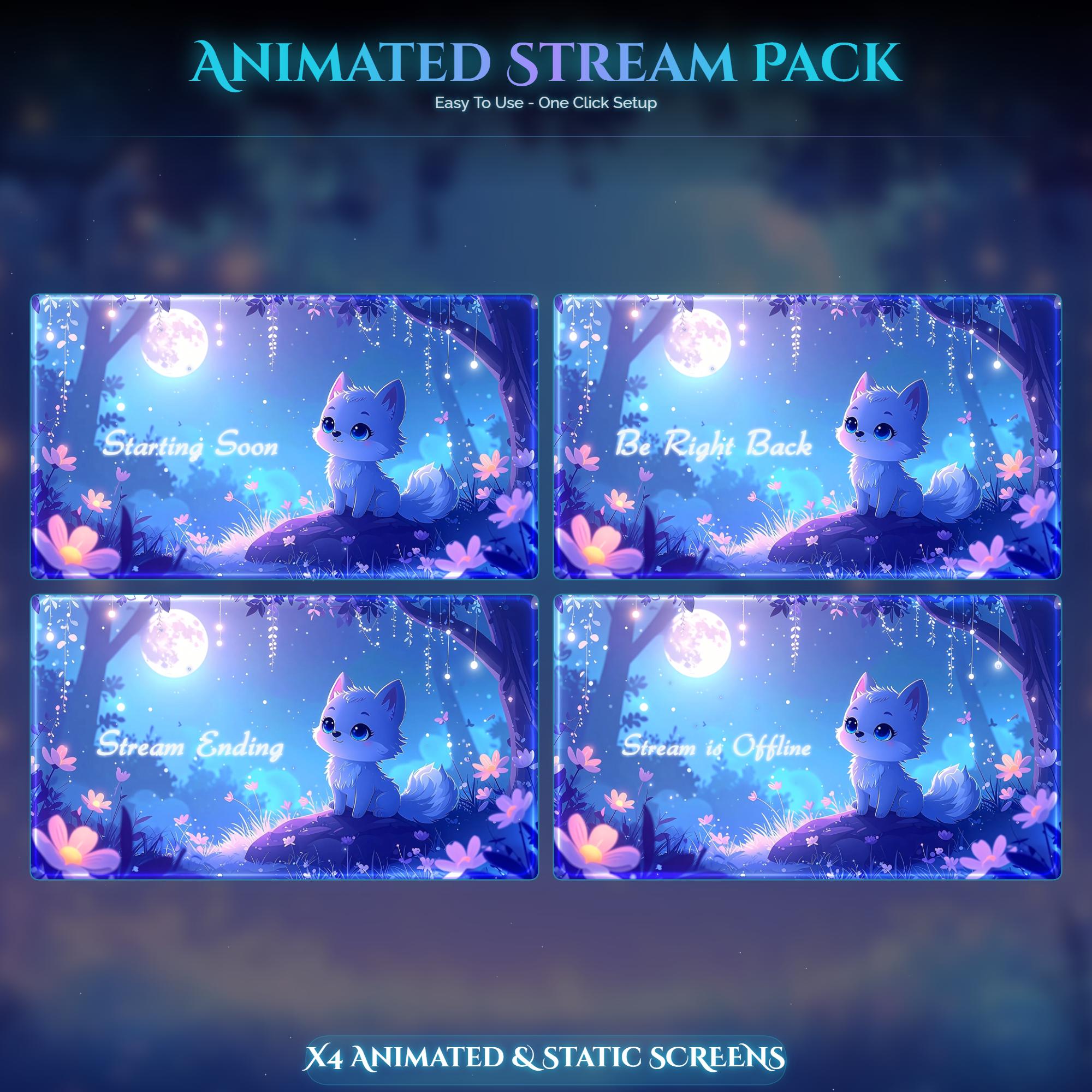 Wolf Night Forest Animated Stream Package — preview photo 2