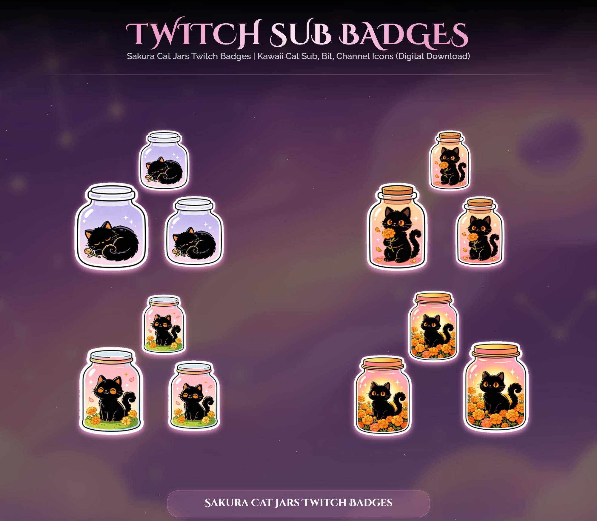 Sakura Cat Jars Twitch Badges — preview photo 2