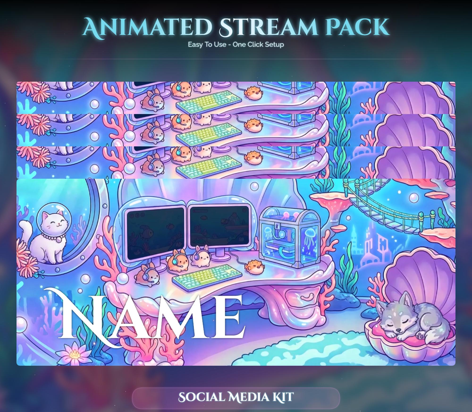 Wolf Under Sea Room Animated Stream Package — preview photo 10