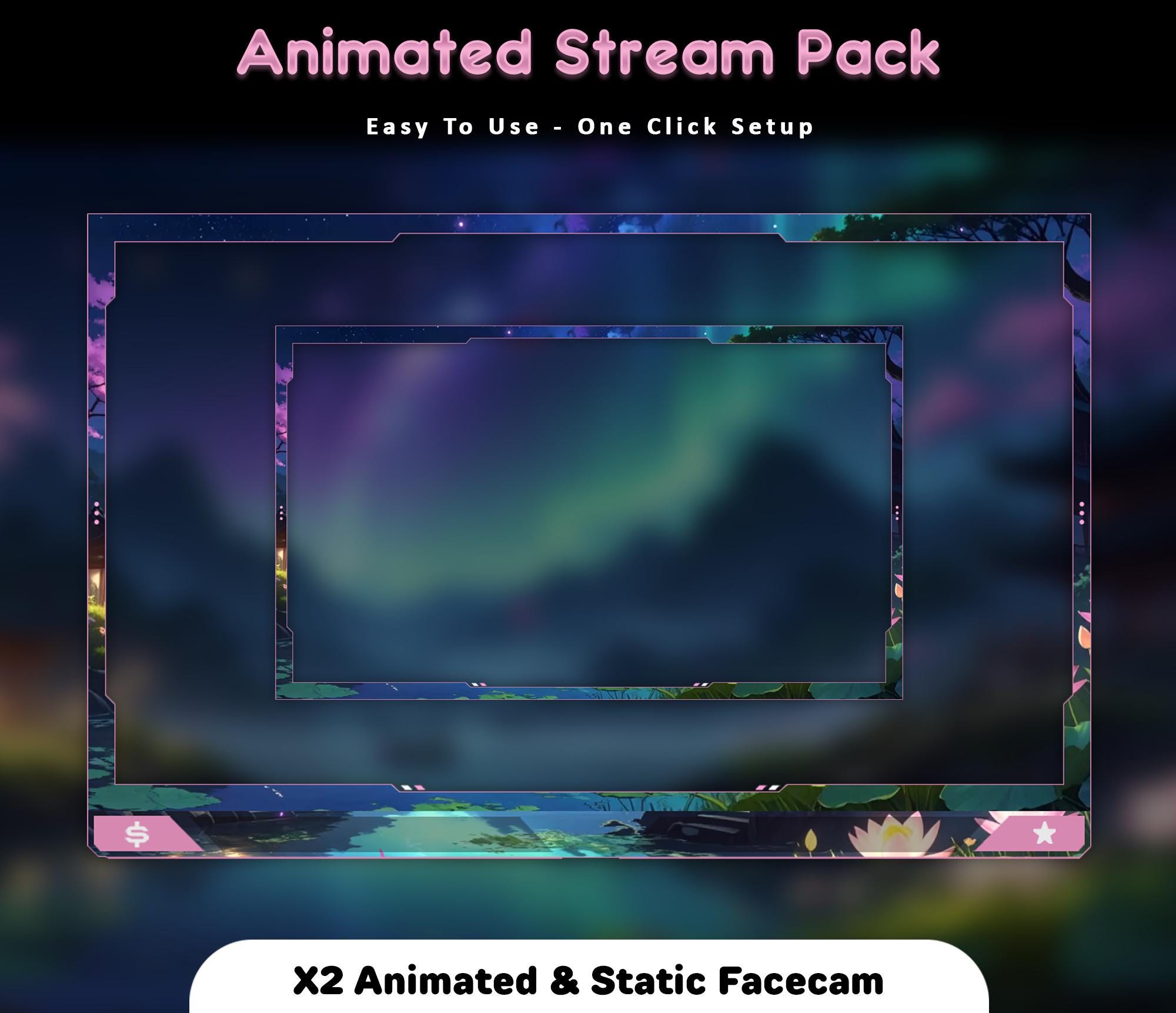 Dream Sakura Animated Stream Package: Twitch Overlay, YouTube, Kick — preview photo 5