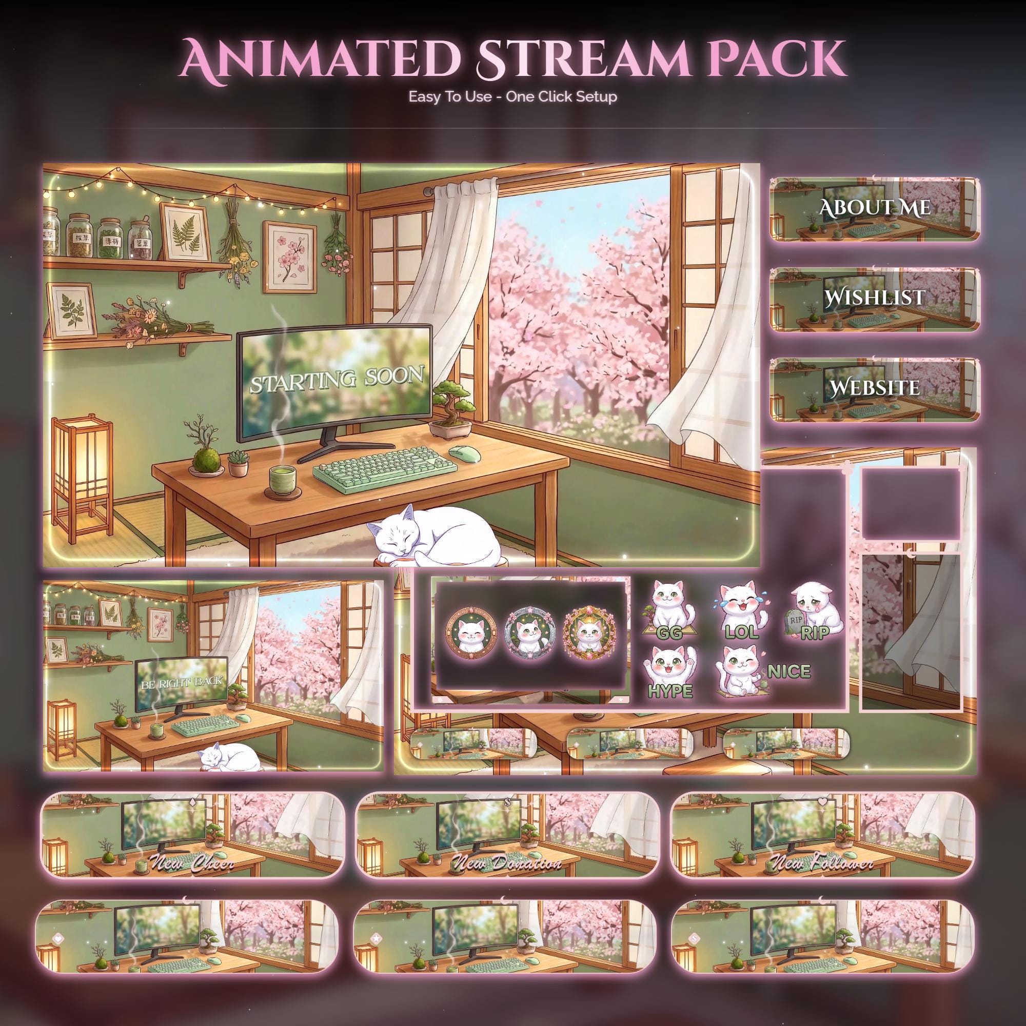 Sakura Setup Cat Animated Stream Package