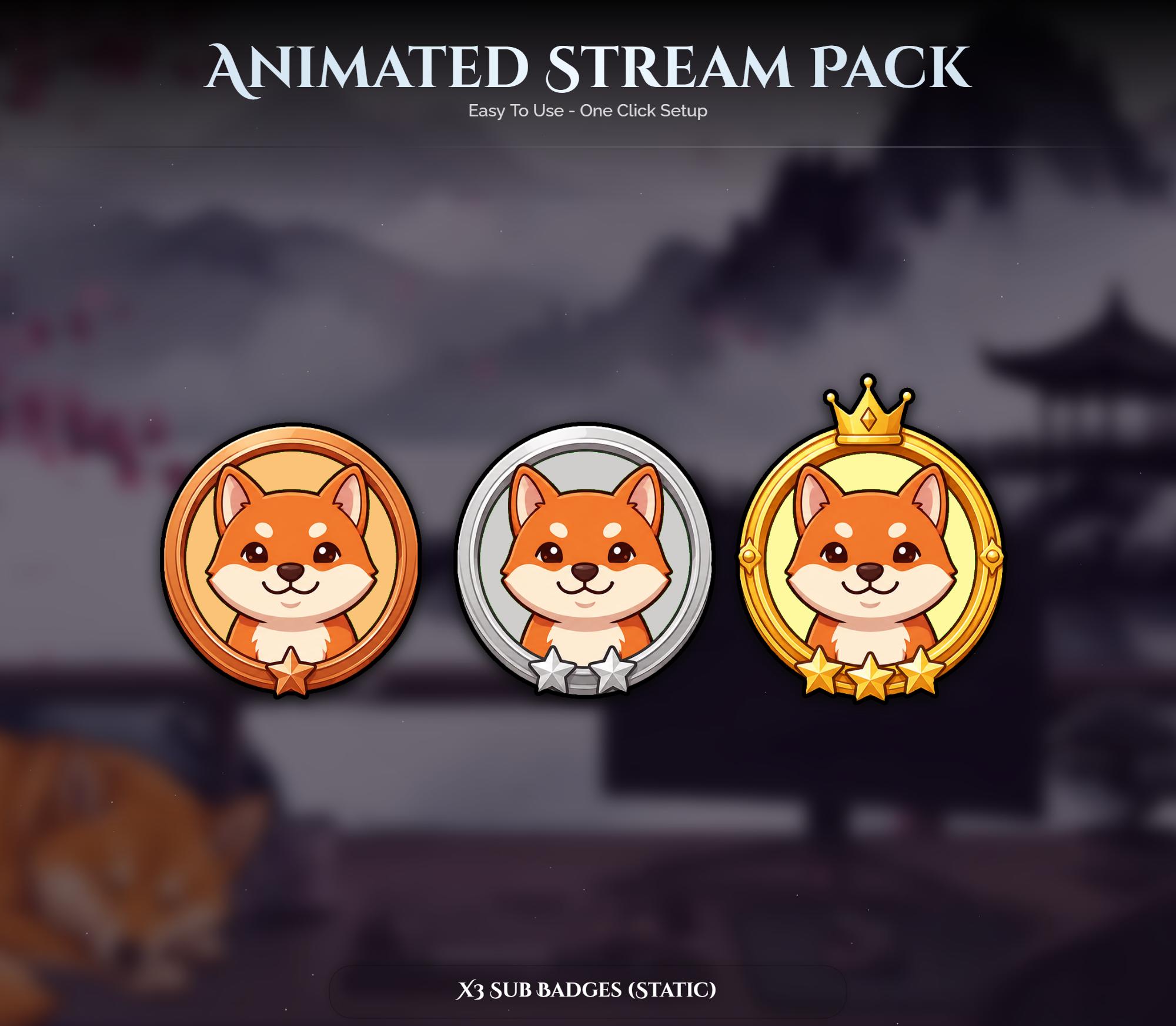 Akita Inu Dog Overlay Animated Stream Package: Twitch, YouTube, Kick — preview photo 8