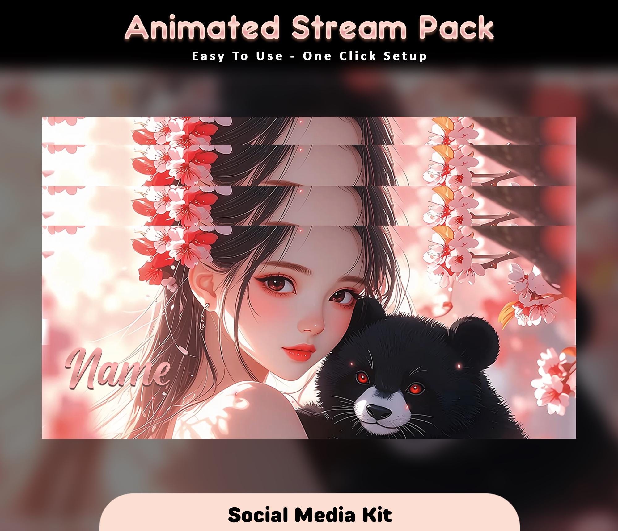 Sakura Panda Animated Stream Overlay Pack (Twitch/YouTube/Kick) — preview photo 10