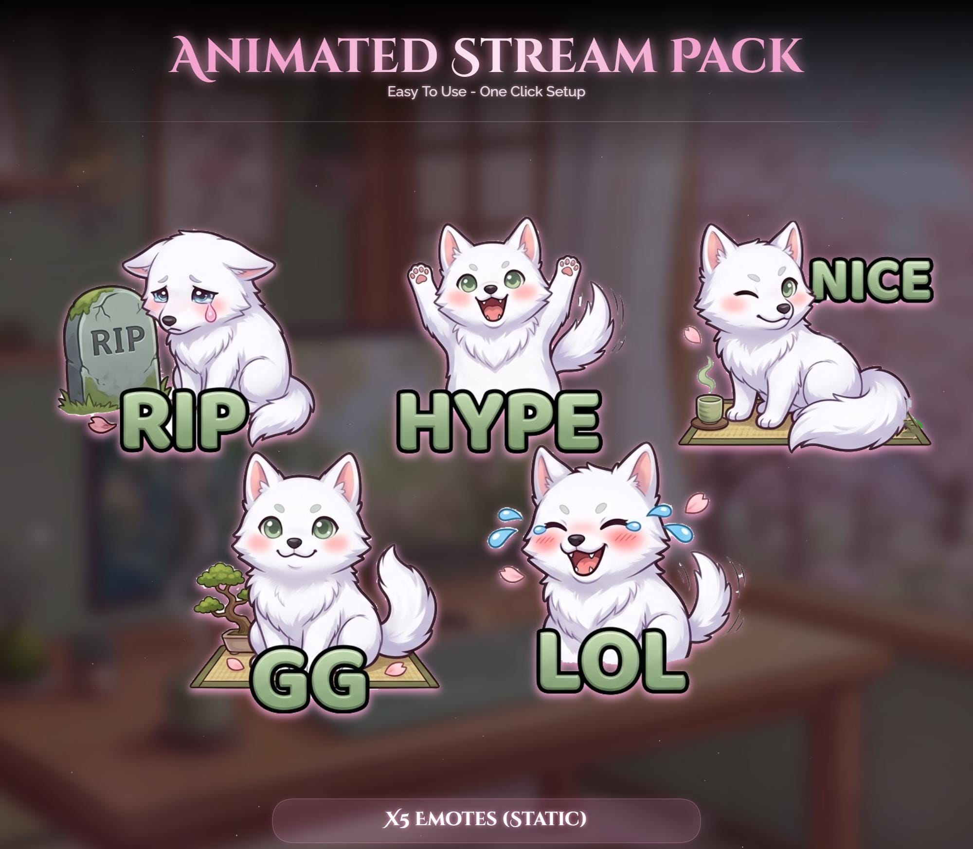 Sakura Wolf Setup Animated Stream Package: For Twitch Overlay, YouTube, Kick — preview photo 9
