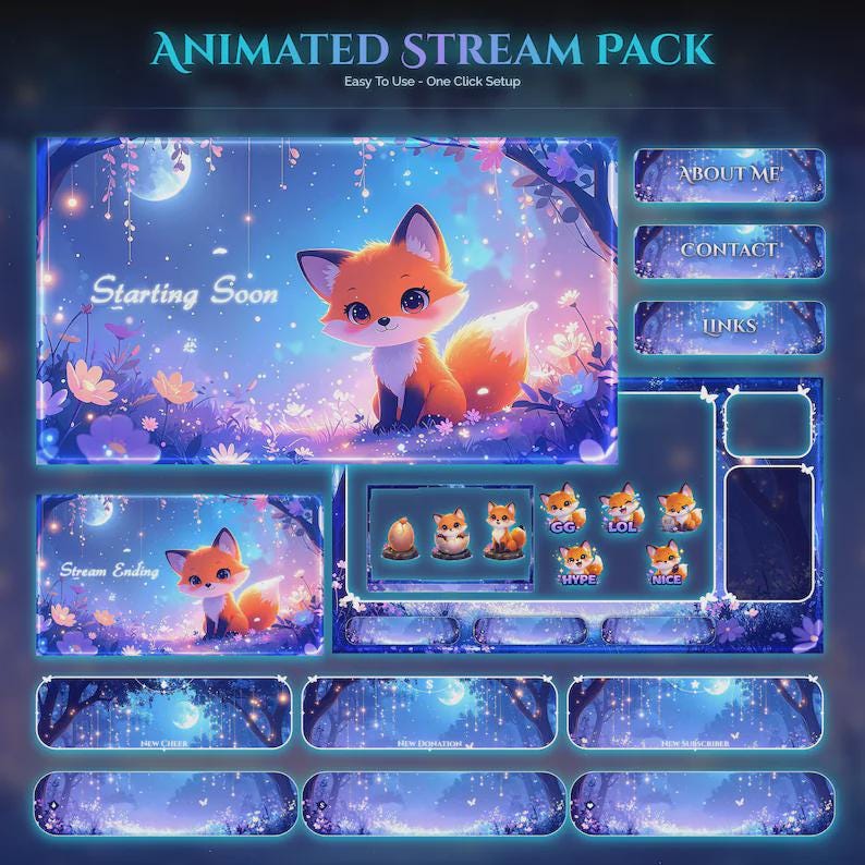 Custom Animated Twitch Stream Overlay Full Pack Bundle — preview photo 6